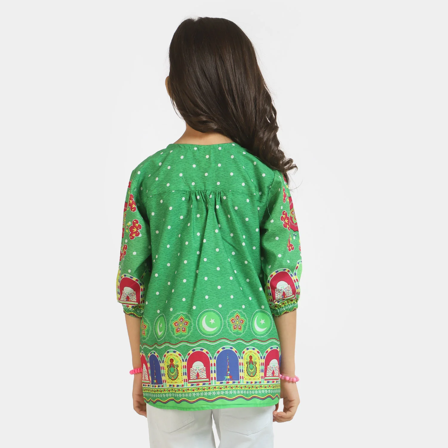Girls Cotton independence Top Mandala - Green - Image 3
