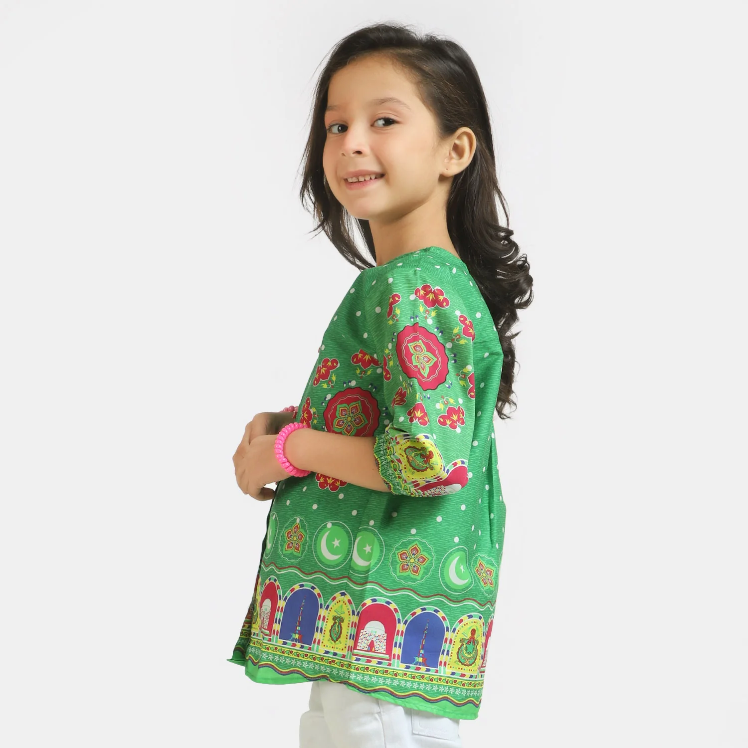 Girls Cotton independence Top Mandala - Green - Image 4