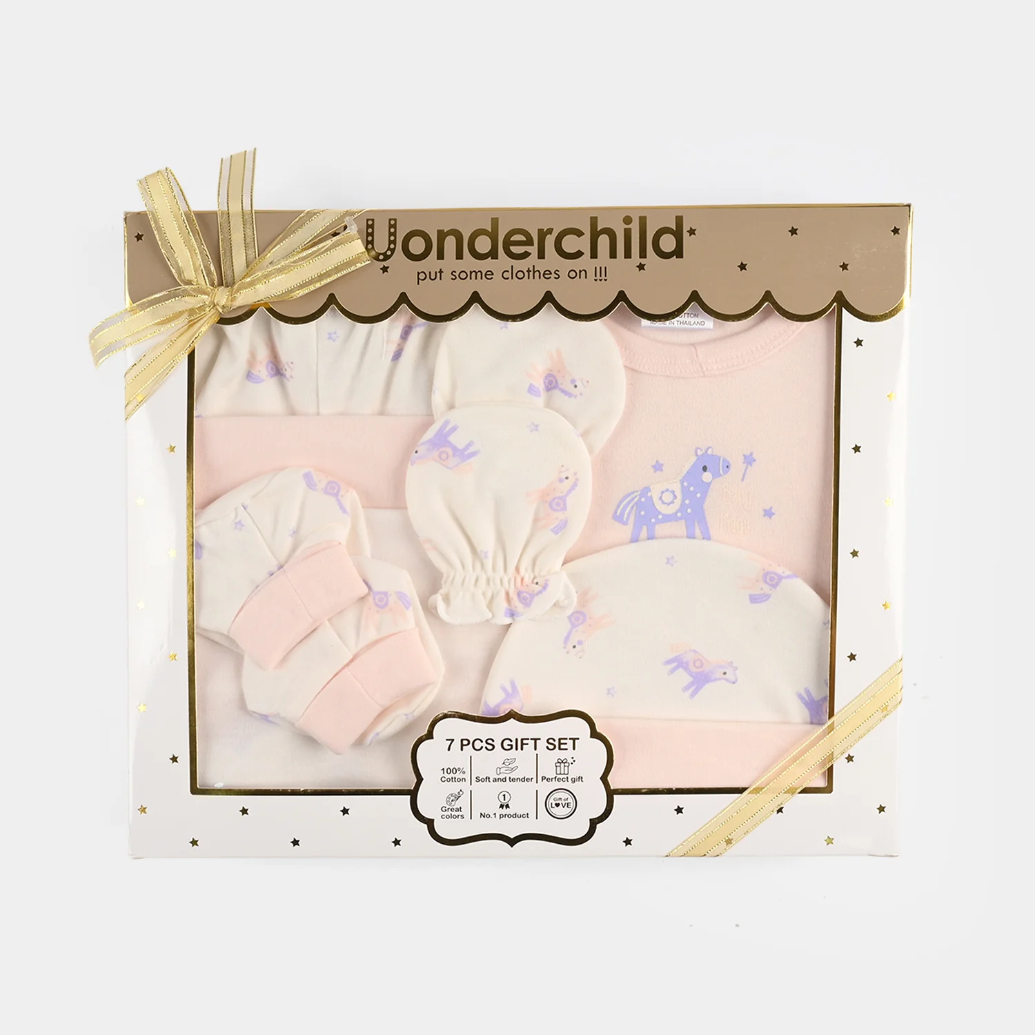 Infant Girls Cotton Interlock 7 PCS Gift Set - Pink - Image 4
