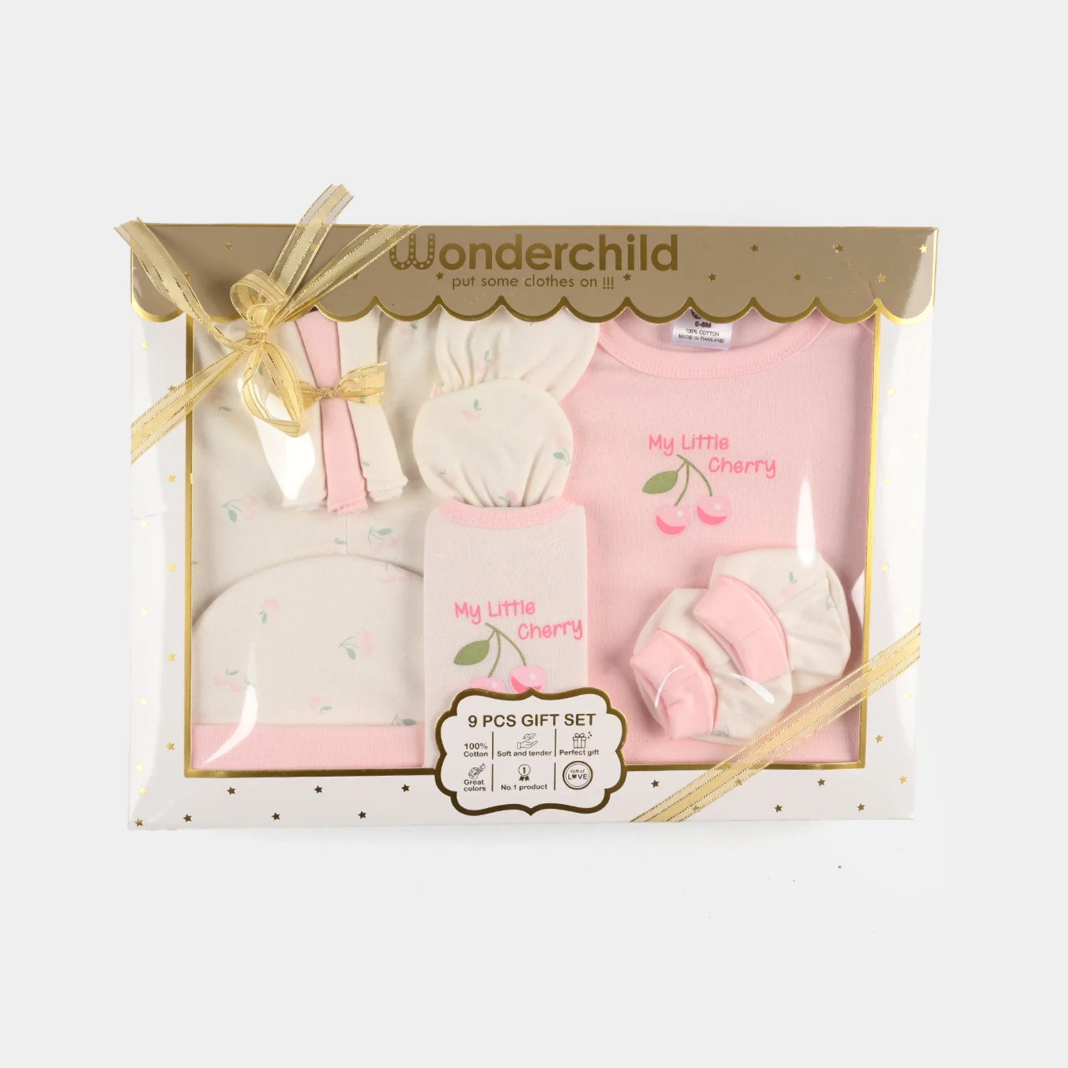 Infant Girls Cotton Interlock 9 PCS Gift Set - Pink - Image 4
