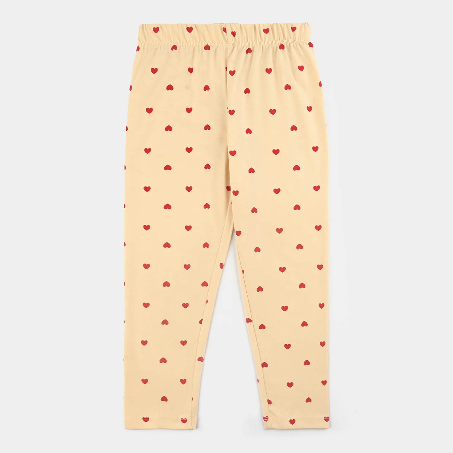 Girls Cotton Interlock Night Suit Hearts-Wood Ash - Image 4