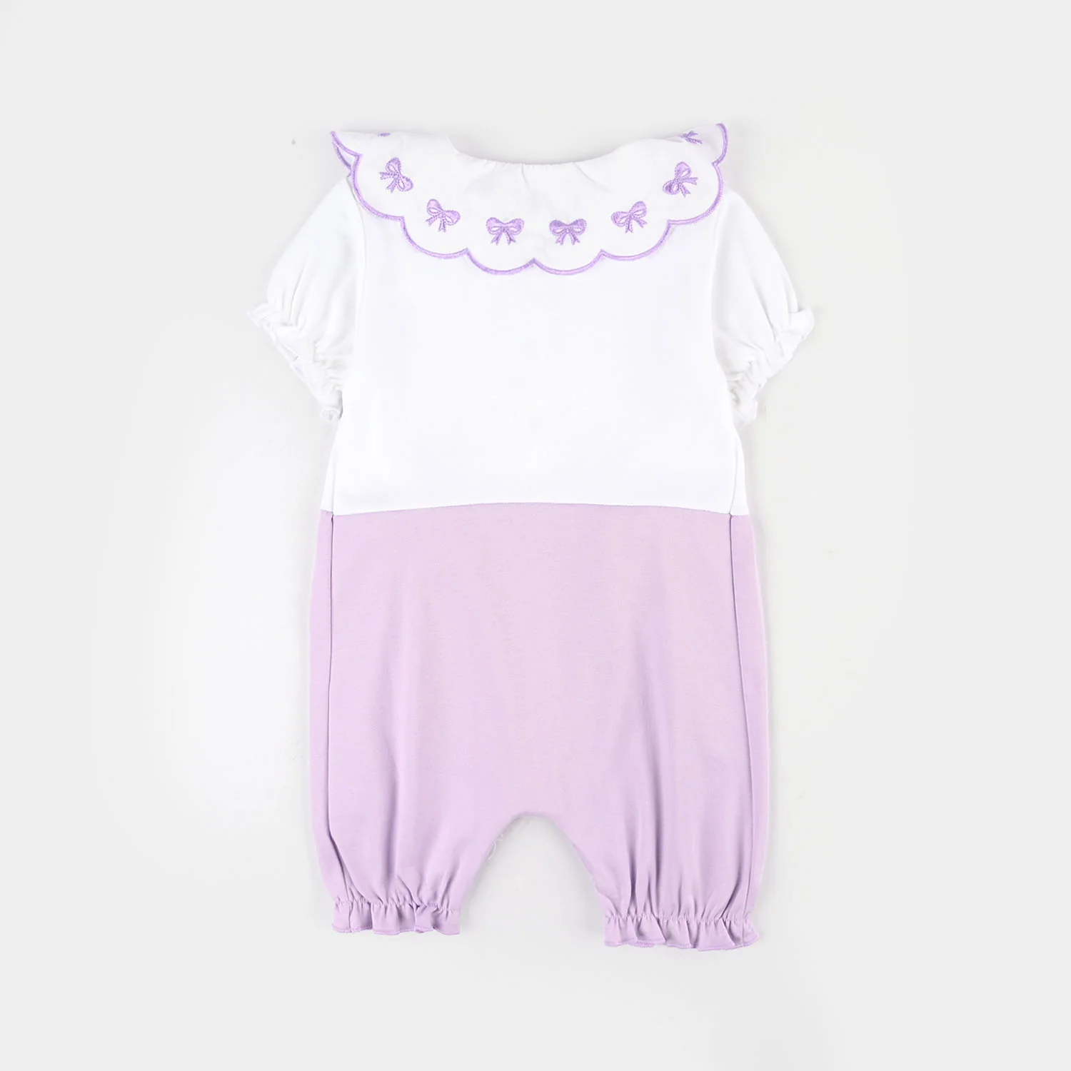 infant Girls Cotton Interlock Romper LAPEL COLLAR-White - Image 5