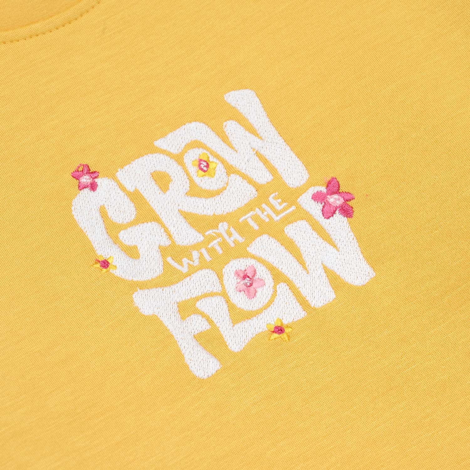 Girls Cotton Interlock Sweatshirt Grow Flow-Yellow - Image 2