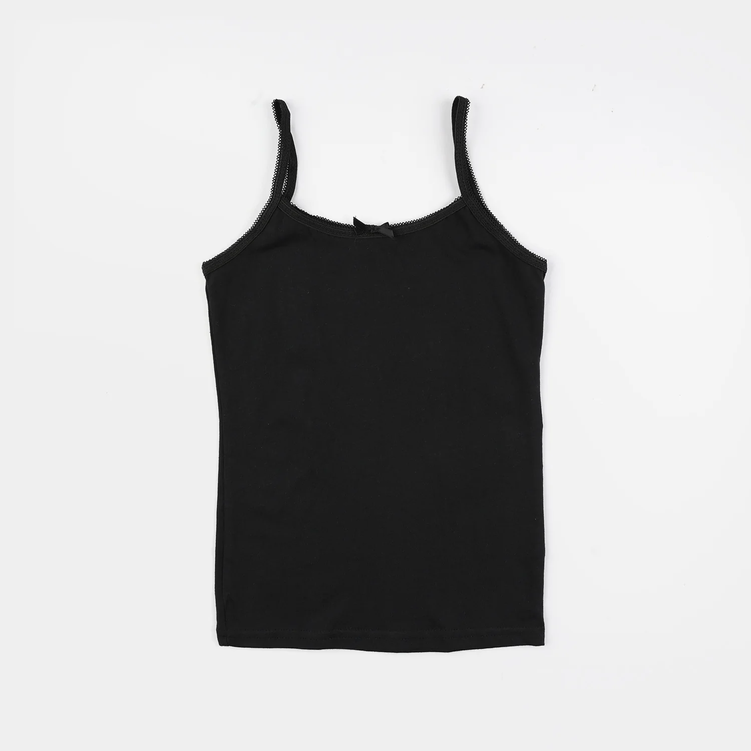 Girls Cotton Jersey Cami Pack of 2 (Basic) - Black/White - Image 3