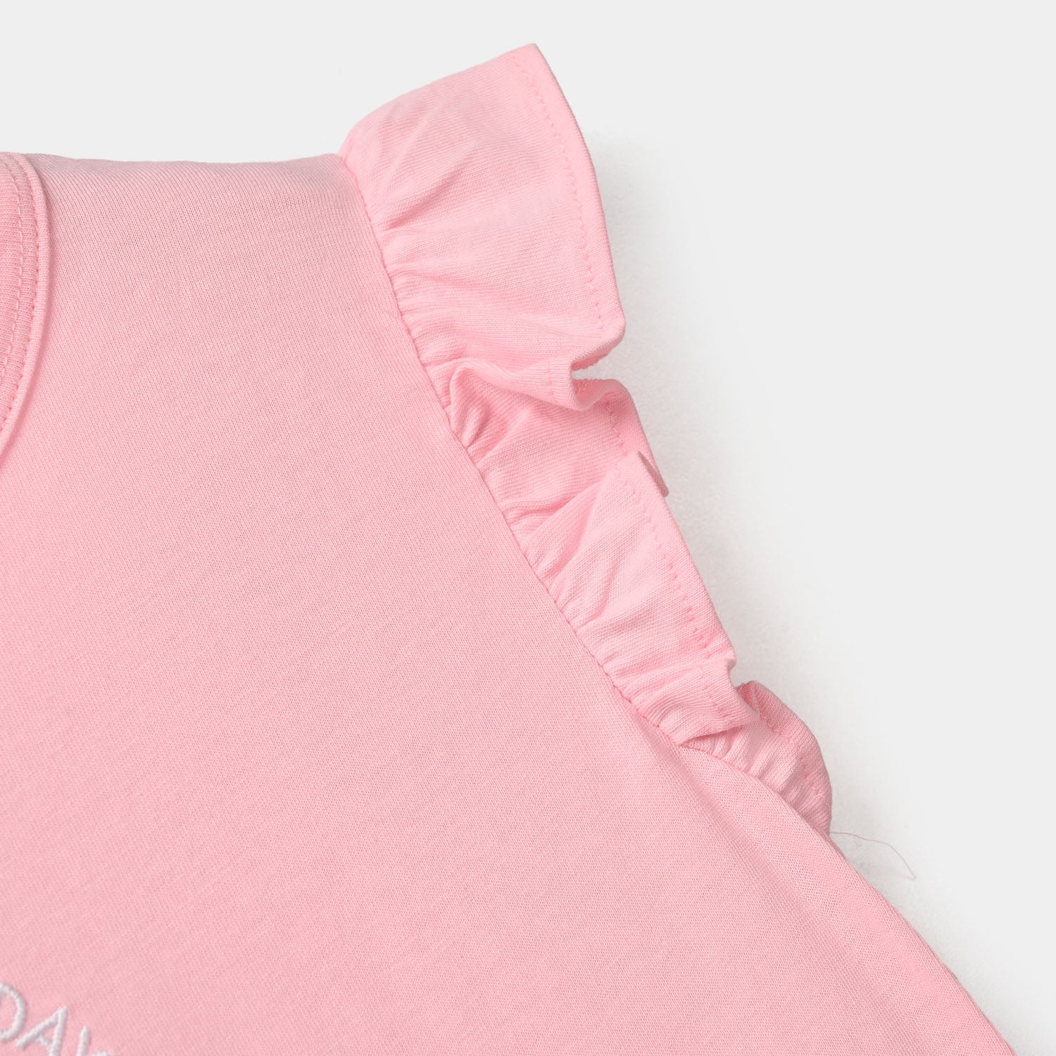 Girls Cotton Jersey Knitted Frock - Pink - Image 3