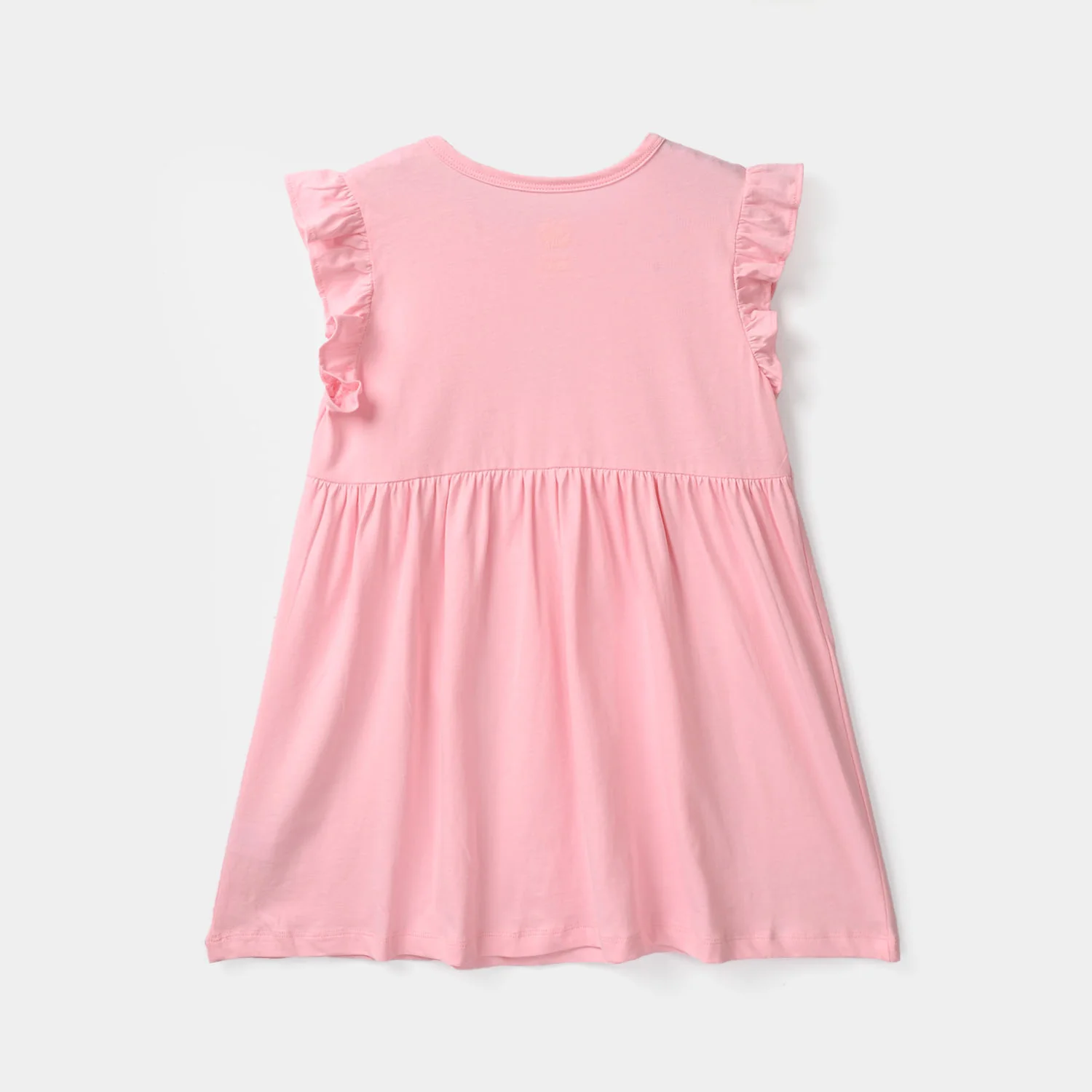 Girls Cotton Jersey Knitted Frock - Pink - Image 4