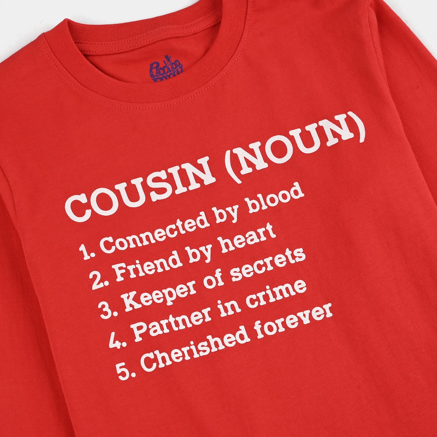 Girls Cotton Jersey T-Shirt F/S Cousin (Noun)-H.R.Red - Image 3