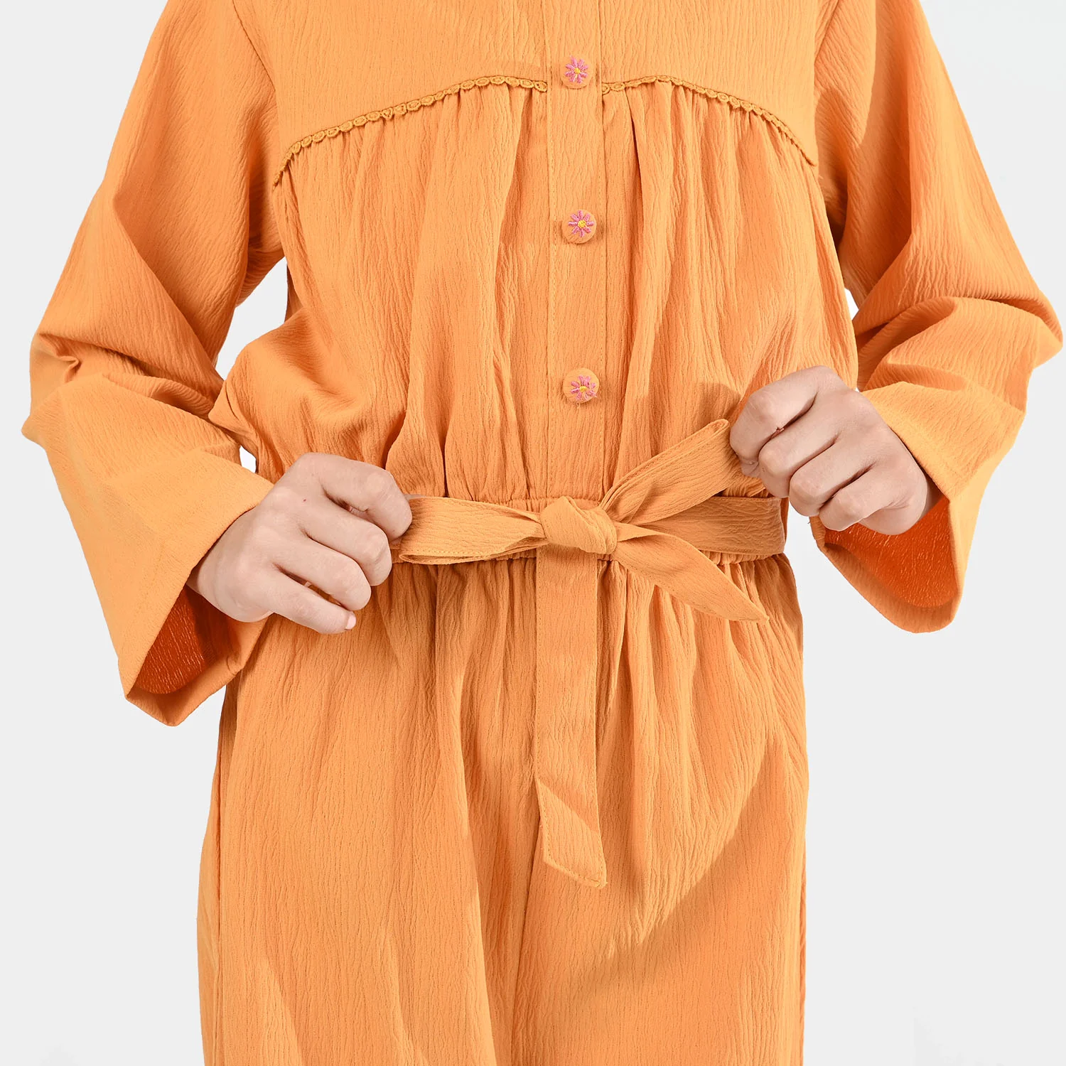 Girls Cotton Jumpsuit Baby Flowers-Mustard - Image 4