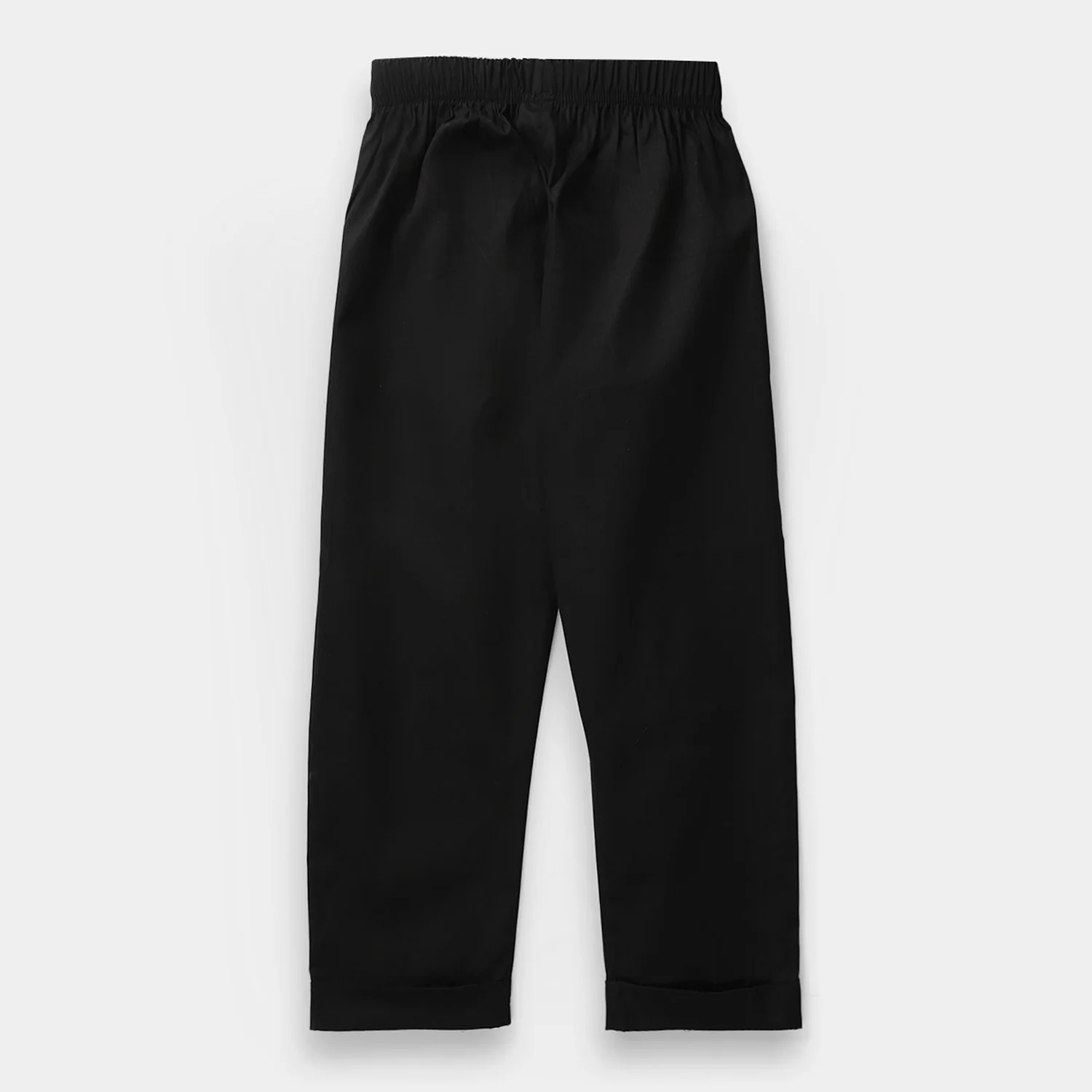 Girls Cotton Pants Cuff - Black