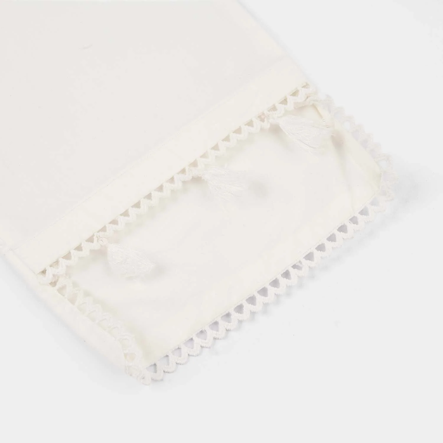 Girls Cotton Pants with Hanging Tassels – White - Image 3