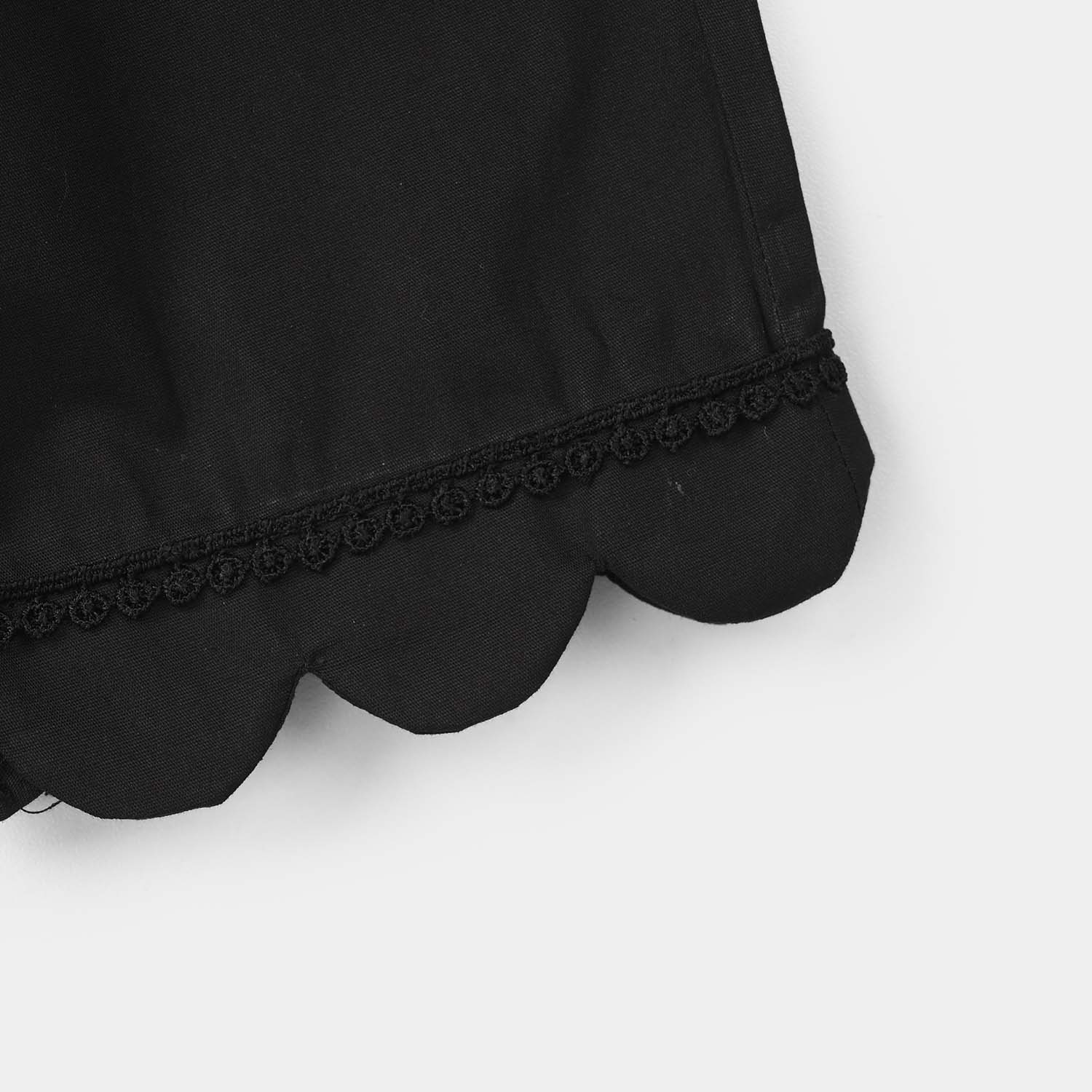 Girls Cotton Pants (Scallops) – Black - Image 3