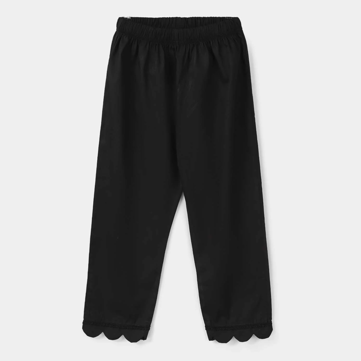 Girls Cotton Pants (Scallops) – Black - Image 4