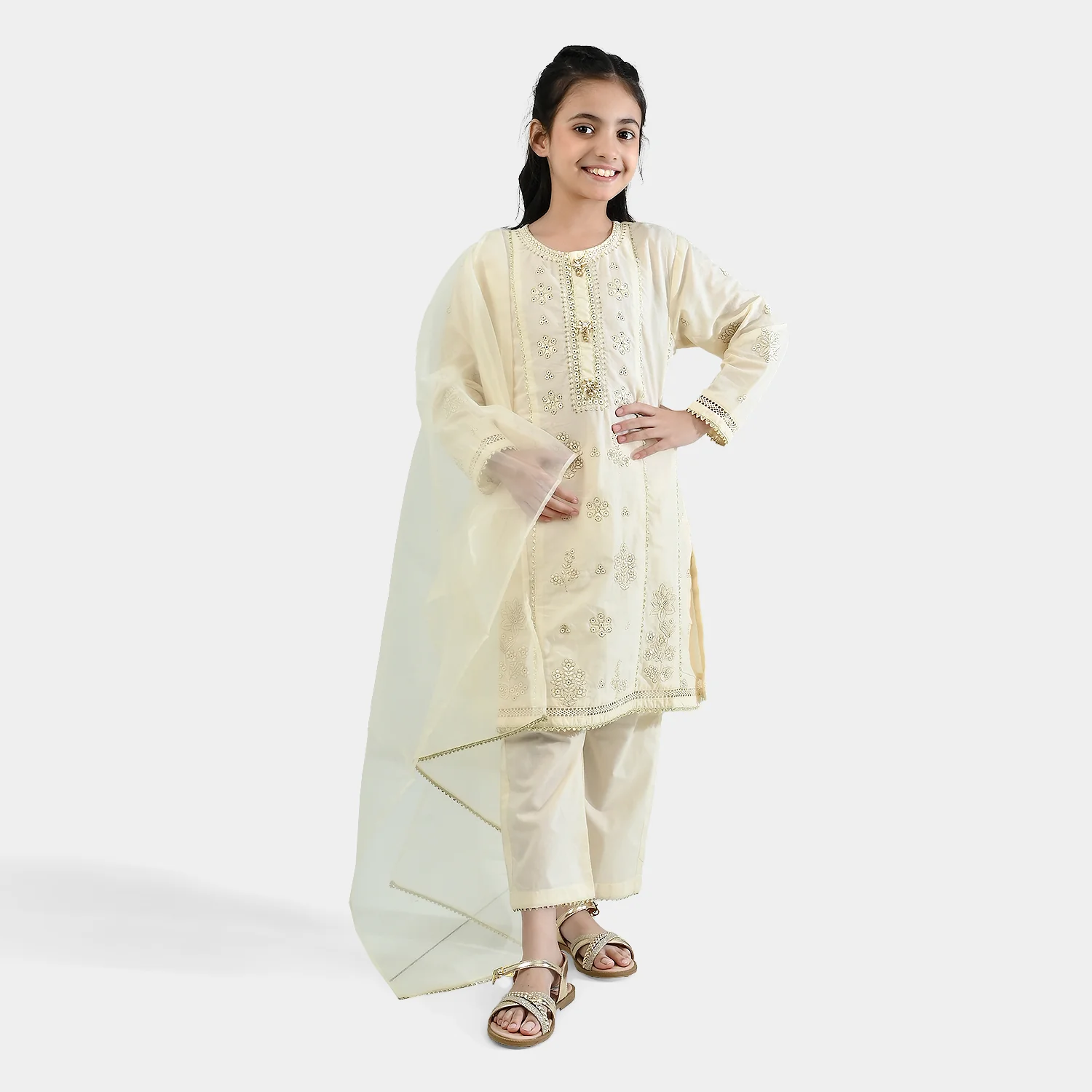 Girls Cotton Poplin 3Pcs Reet-OFF-White - Image 3