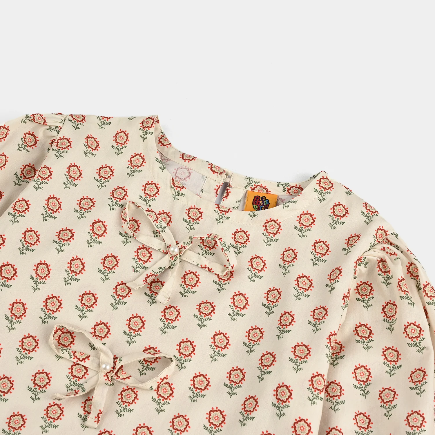 Girls Cotton Poplin Co-Ord Set - Off-White - Image 3
