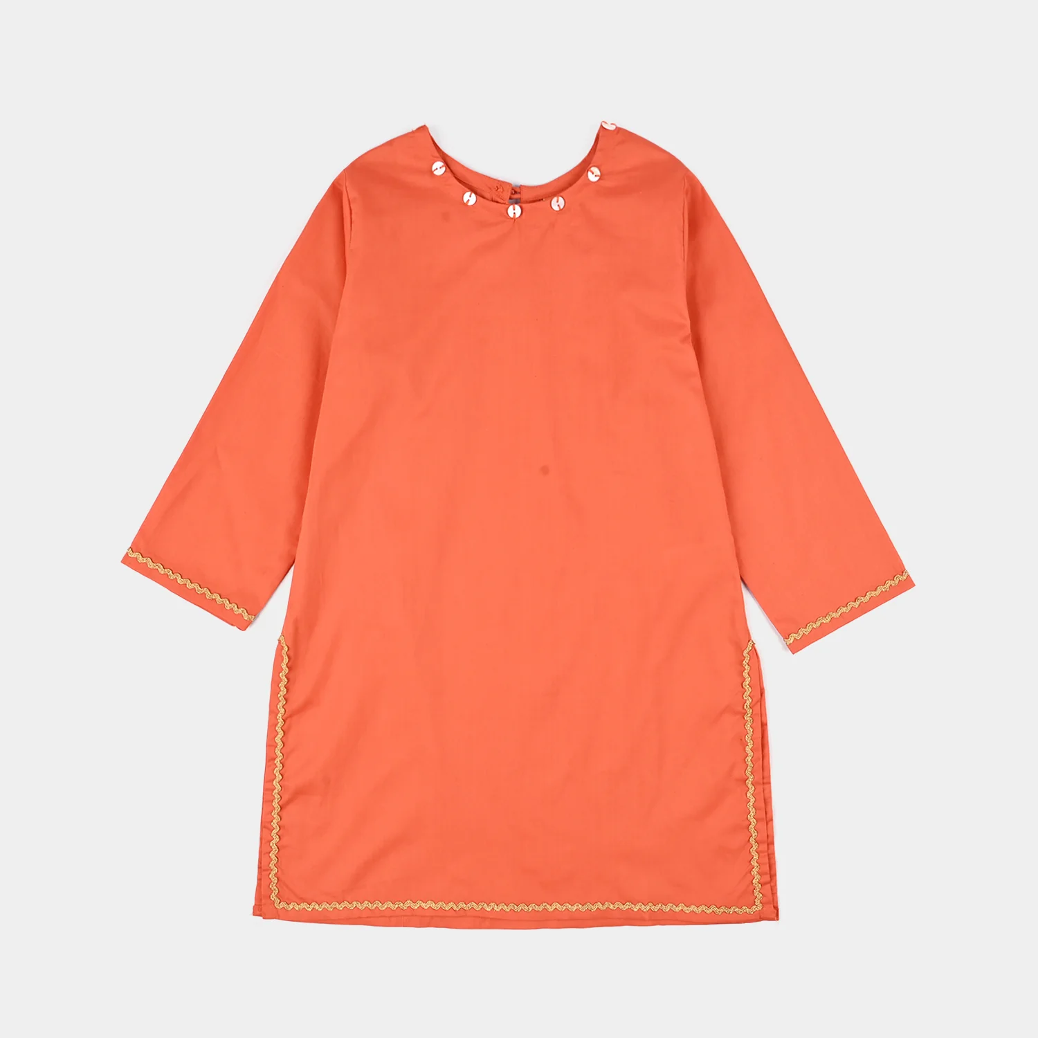 Girls Cotton Poplin Emb 3 Pcs Noir - ORANGE - Image 3