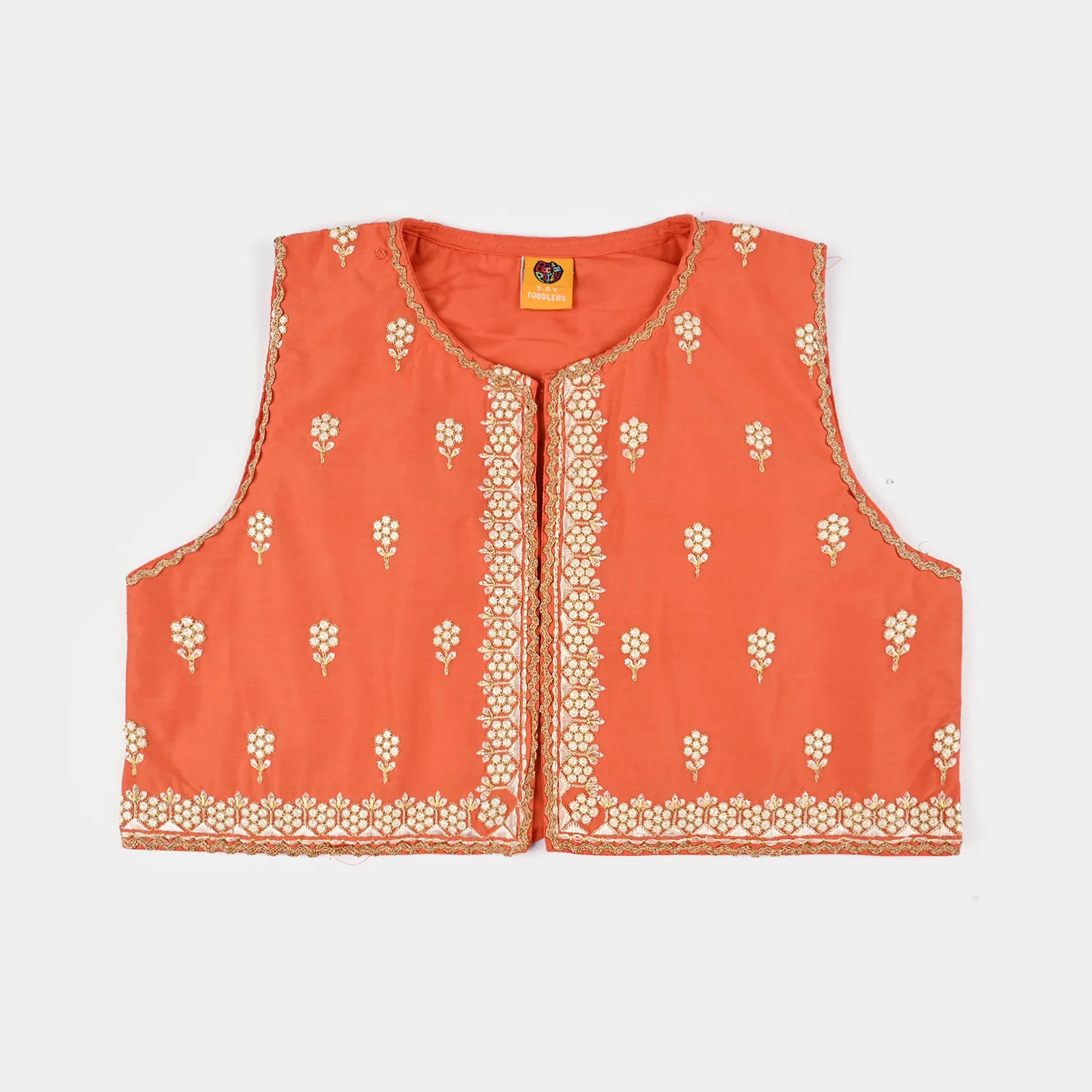 Girls Cotton Poplin Emb 3 Pcs Noir - ORANGE - Image 4