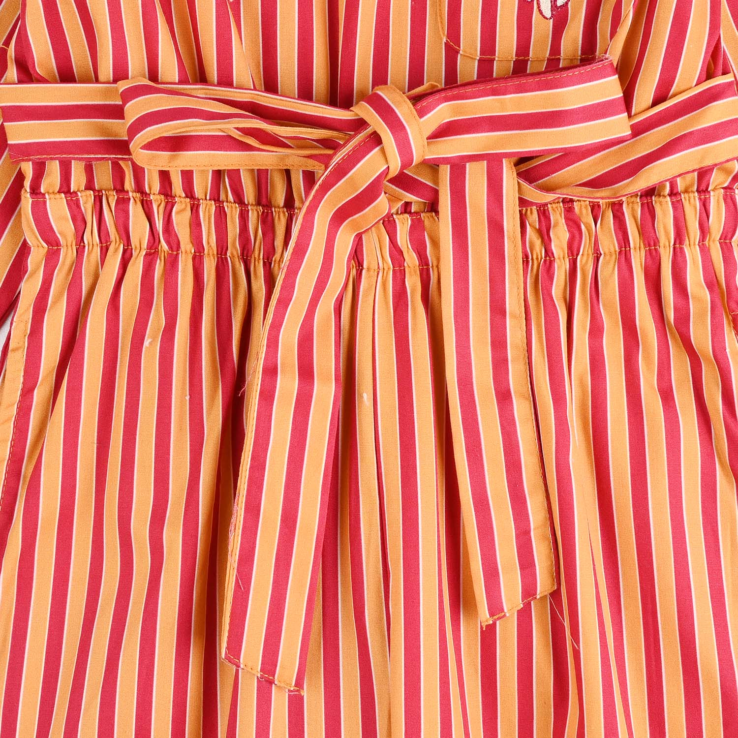 Girls Cotton Poplin Emb Jumpsuit Stripes-Multi - Image 4