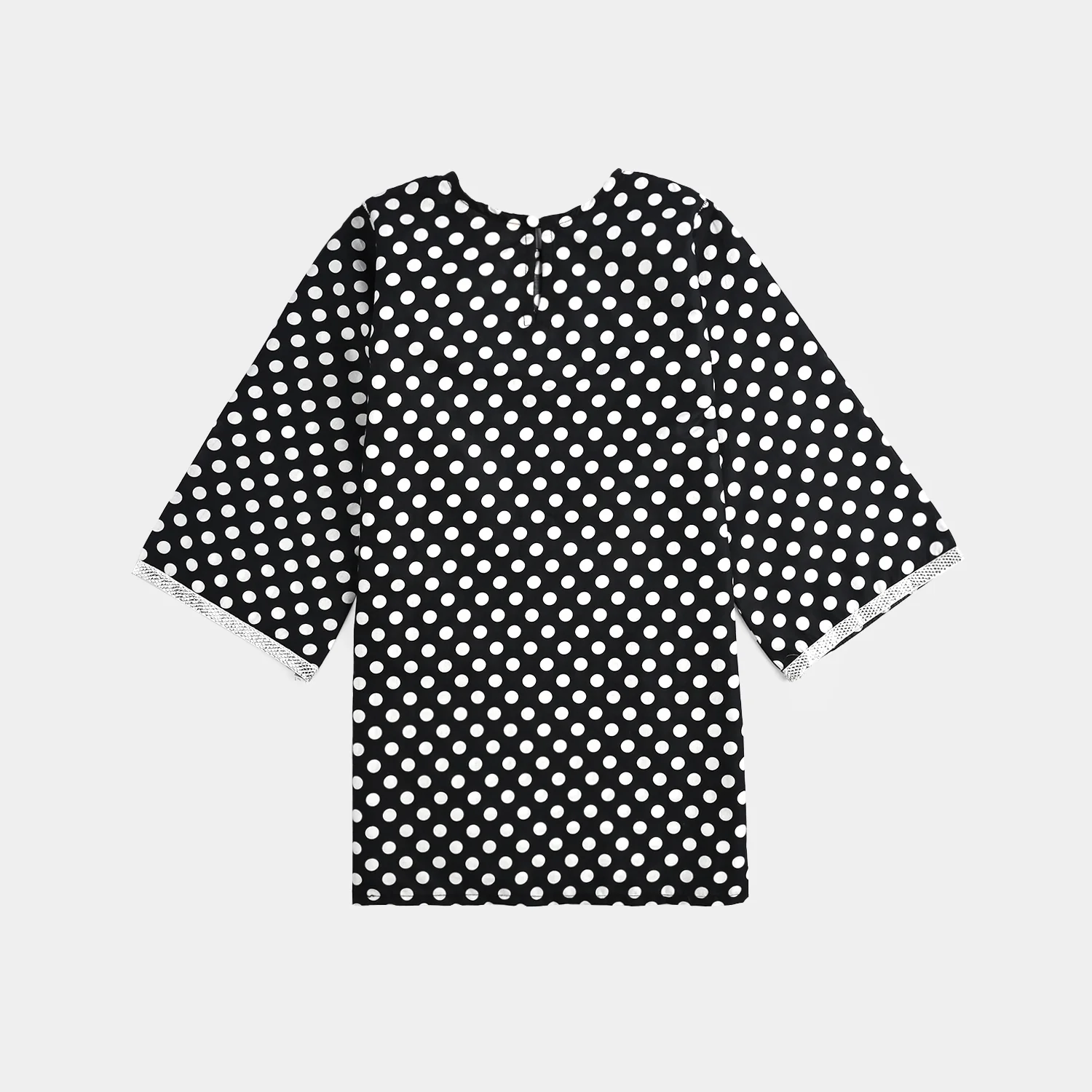 Girls Cotton Poplin Printed & Embroidered 2 Pcs Polka Dot - Black - Image 3