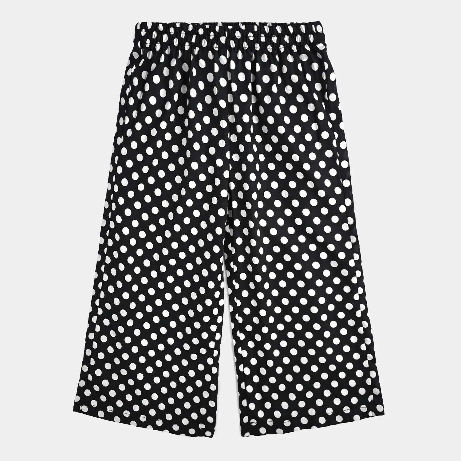 Girls Cotton Poplin Printed & Embroidered 2 Pcs Polka Dot - Black - Image 4