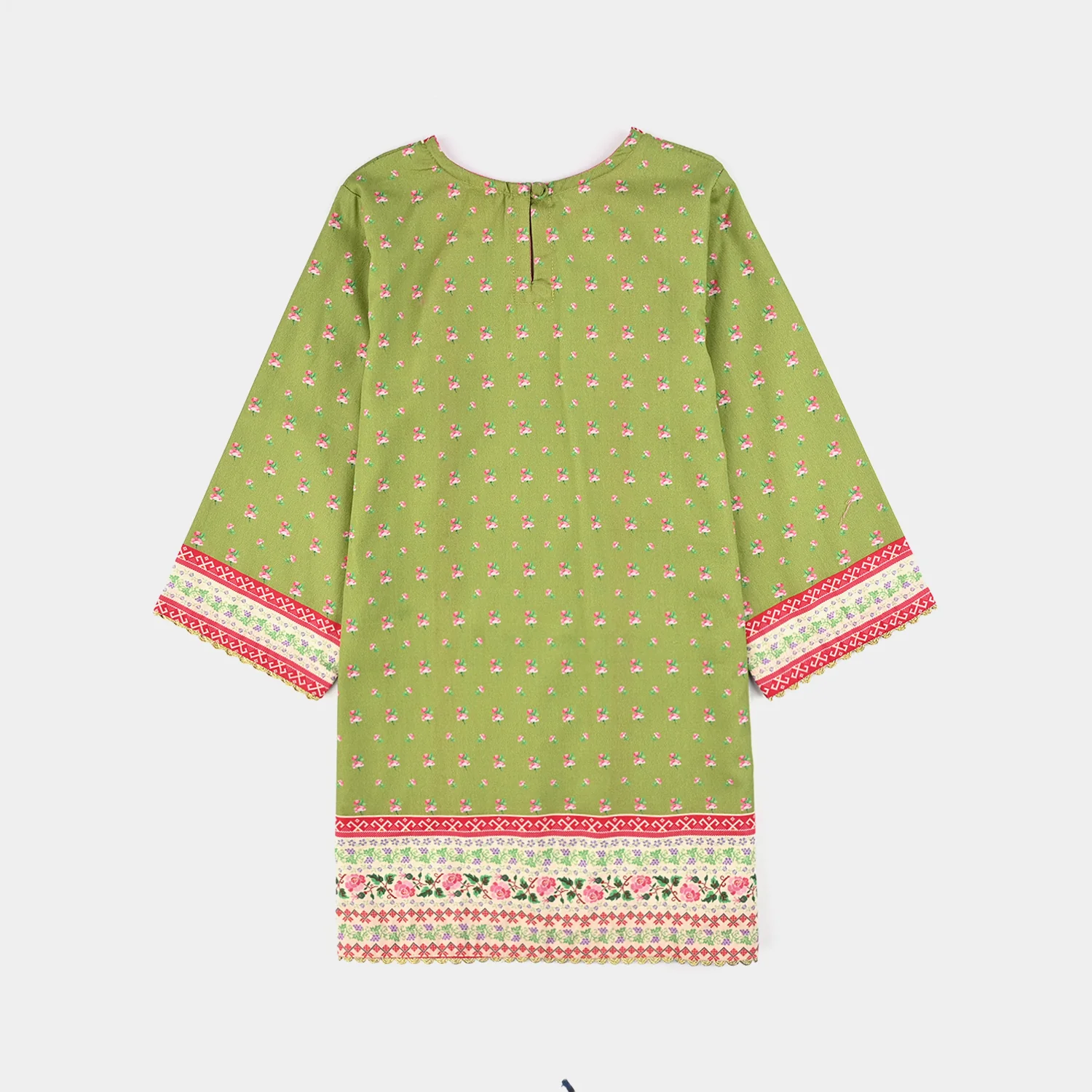 Girls Cotton Poplin Printed Kurti Desi - Green - Image 4