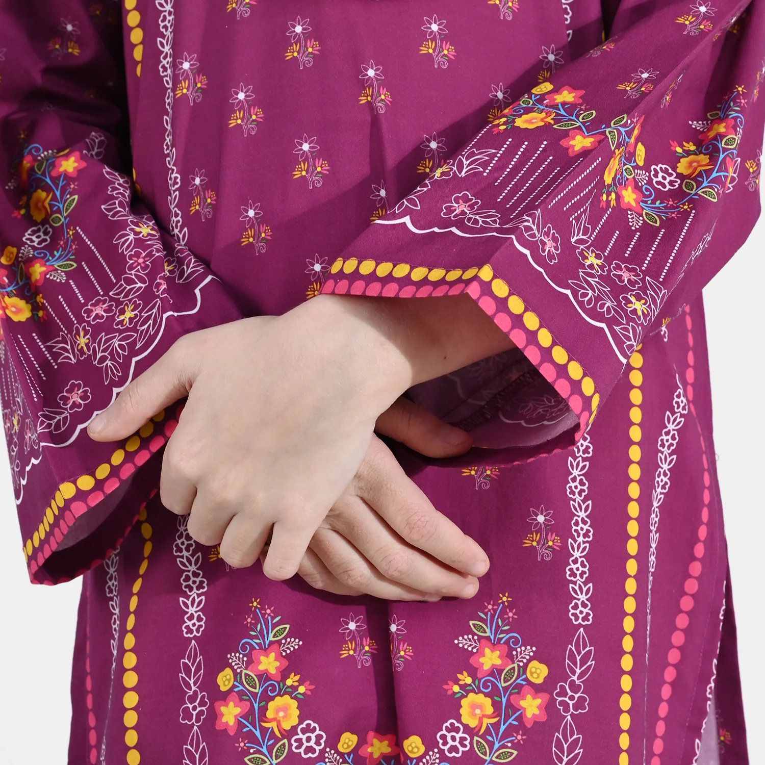 Girls Cotton Poplin Printed Kurti - Purple/Plum - Image 5