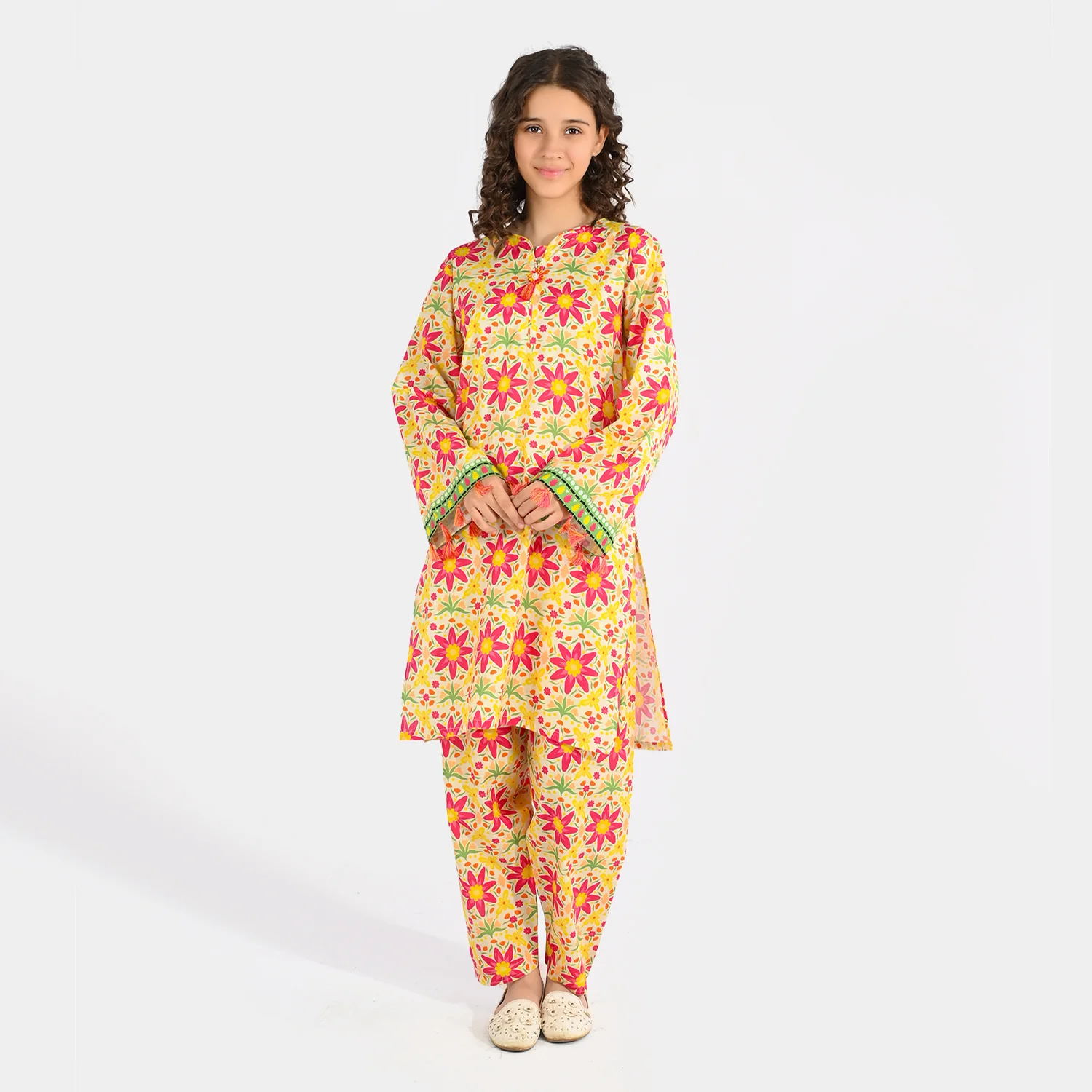 Girls Cotton Printed 2Pcs Suit - Multi