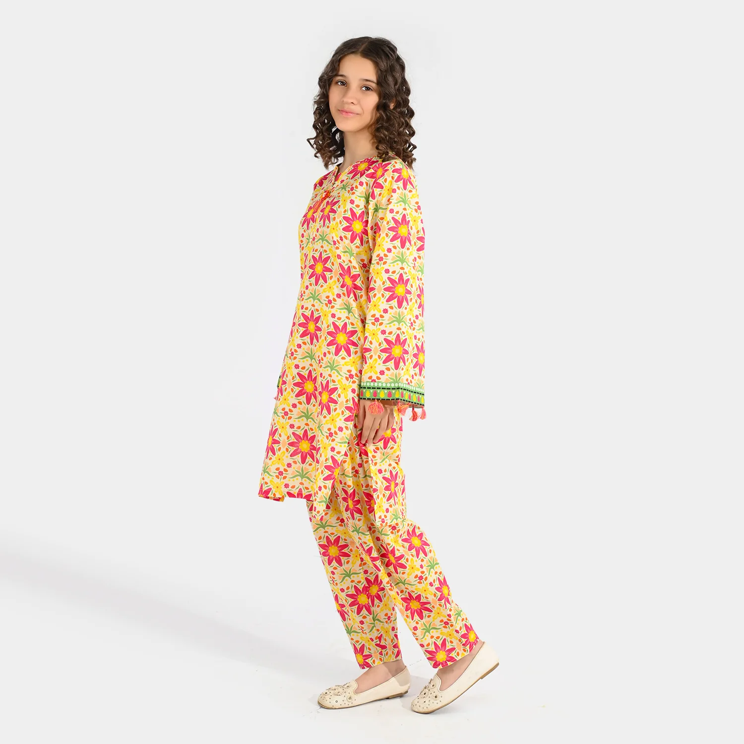 Girls Cotton Printed 2Pcs Suit - Multi - Image 3