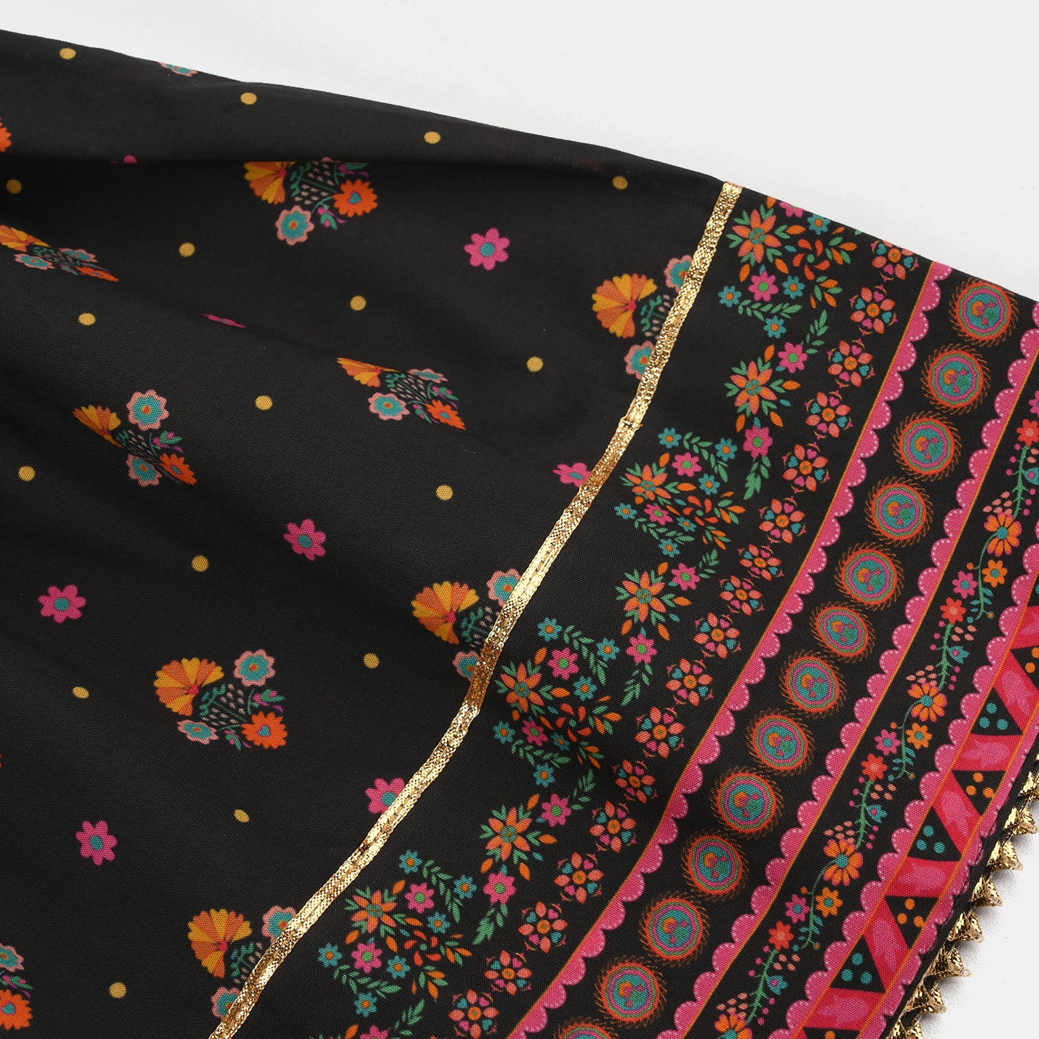 Girls Cotton Printed Gharara (Swan) – Black - Image 5