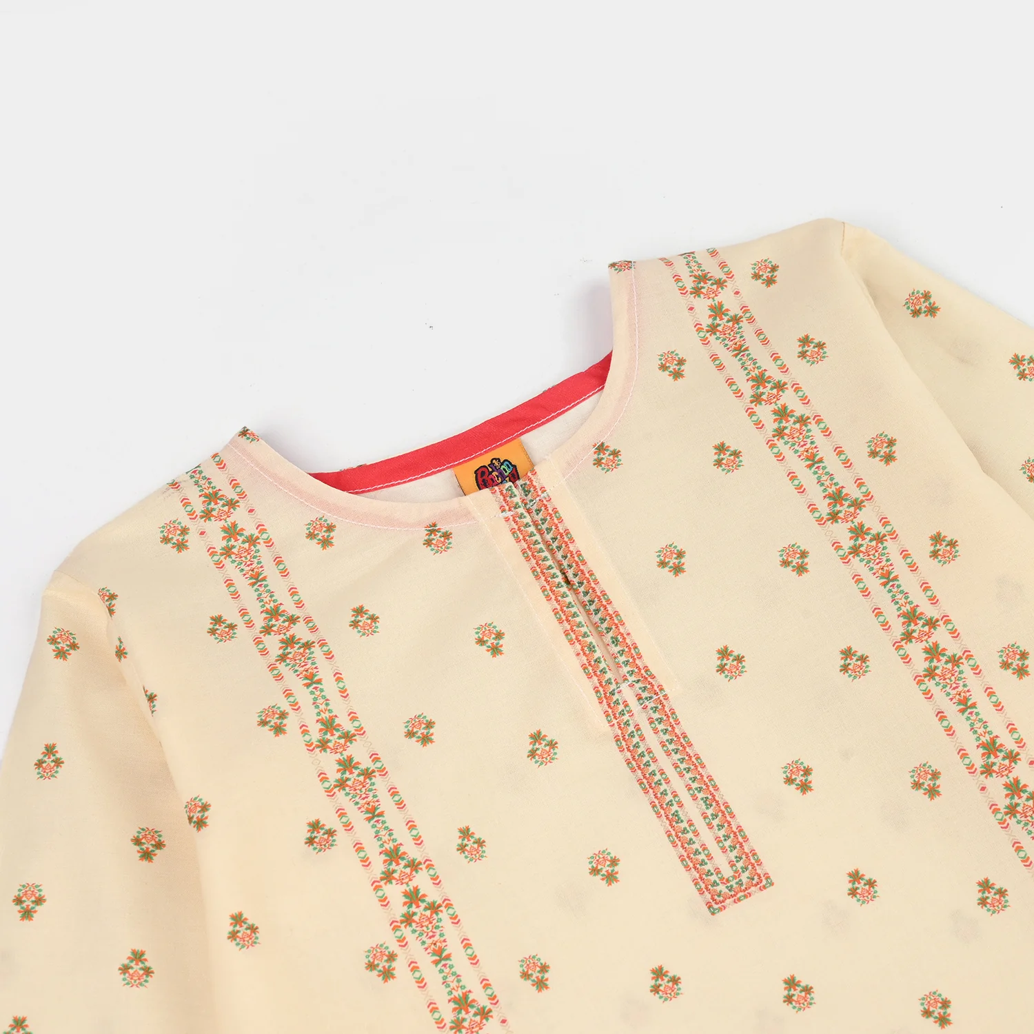 Girls Cotton Printed Kurti (Aelia) - Cream - Image 5