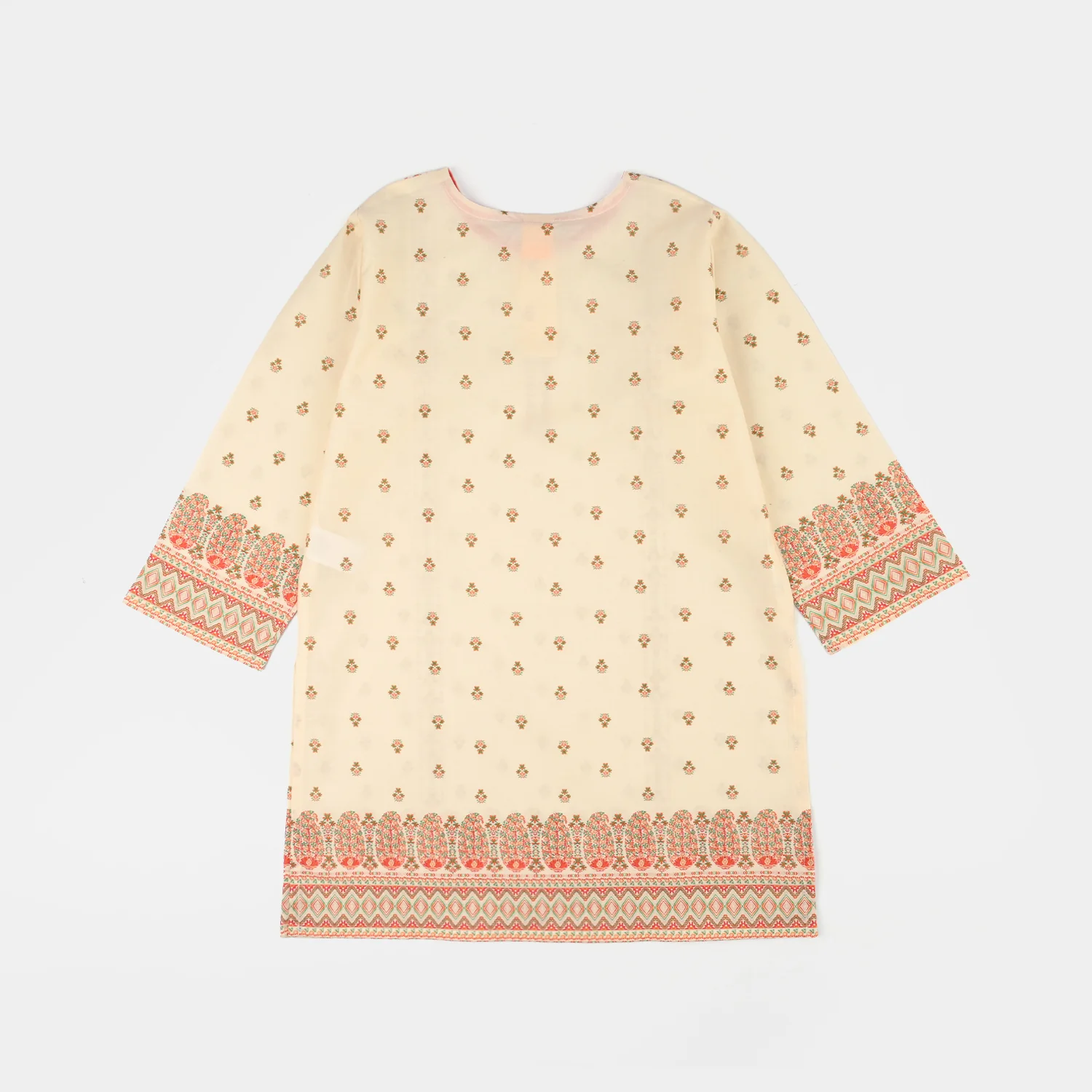 Girls Cotton Printed Kurti (Aelia) - Cream - Image 6