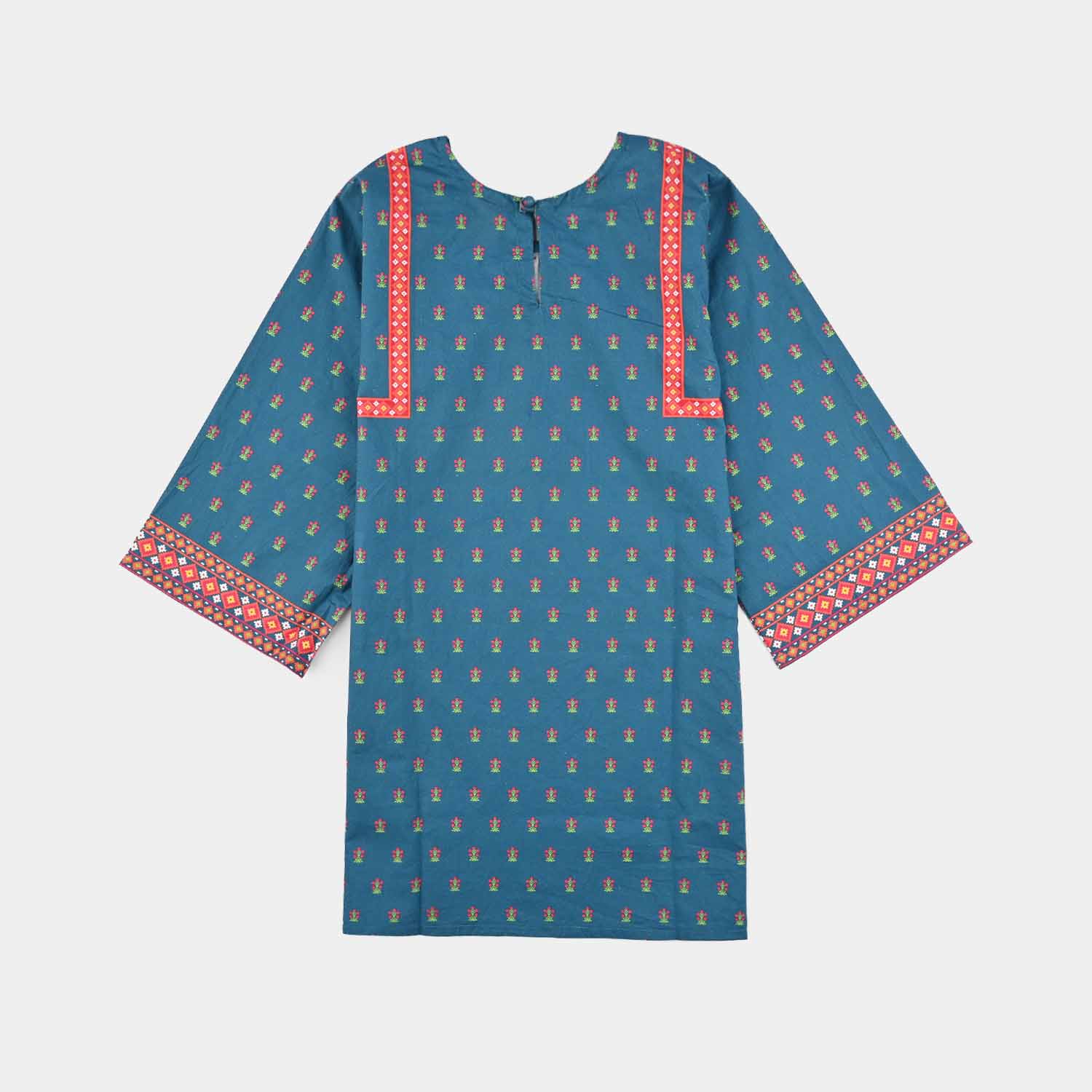 Girls Cotton Printed Kurti - Blue - Image 3