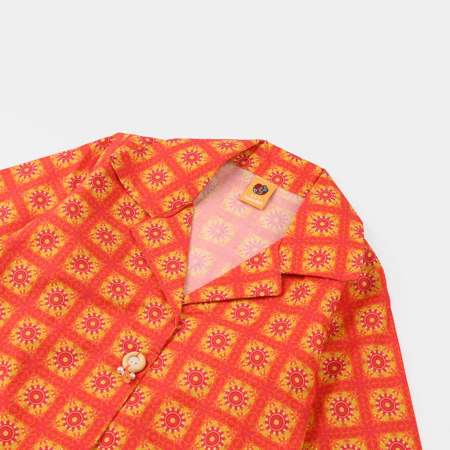 Girls Cotton Printed Kurti - Orange - Image 3