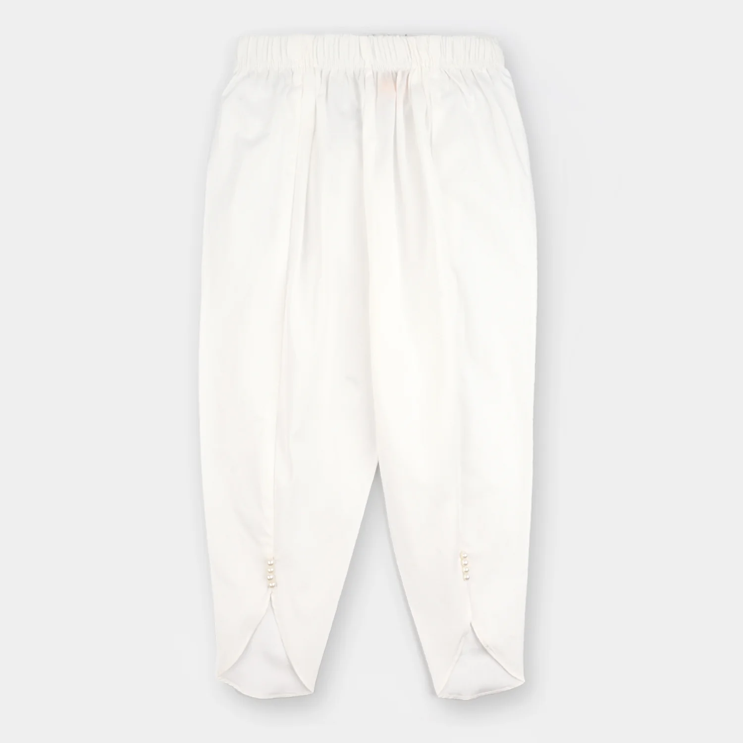 Girls Cotton Tulip Pants - White - Image 2
