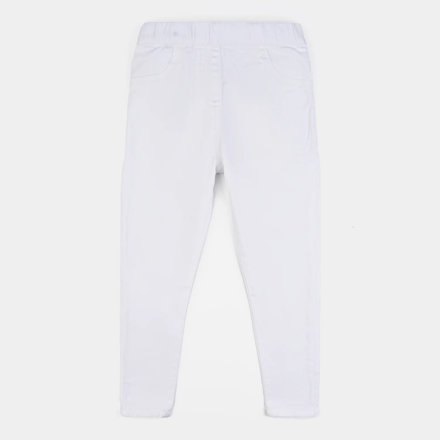 Girls Cotton Twill Jeggings Raw-White