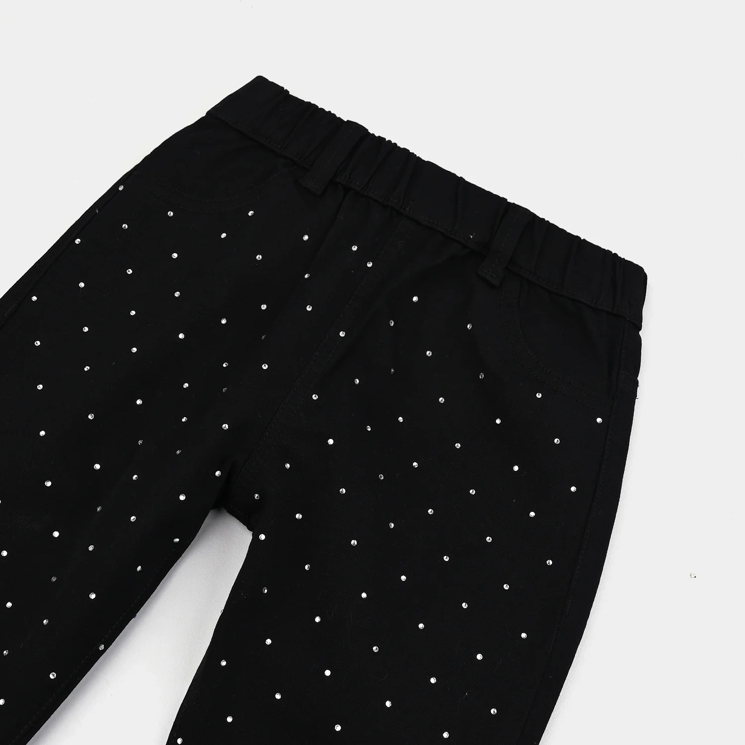 Girls Cotton Twill Jeggings Studs-BLACK - Image 2