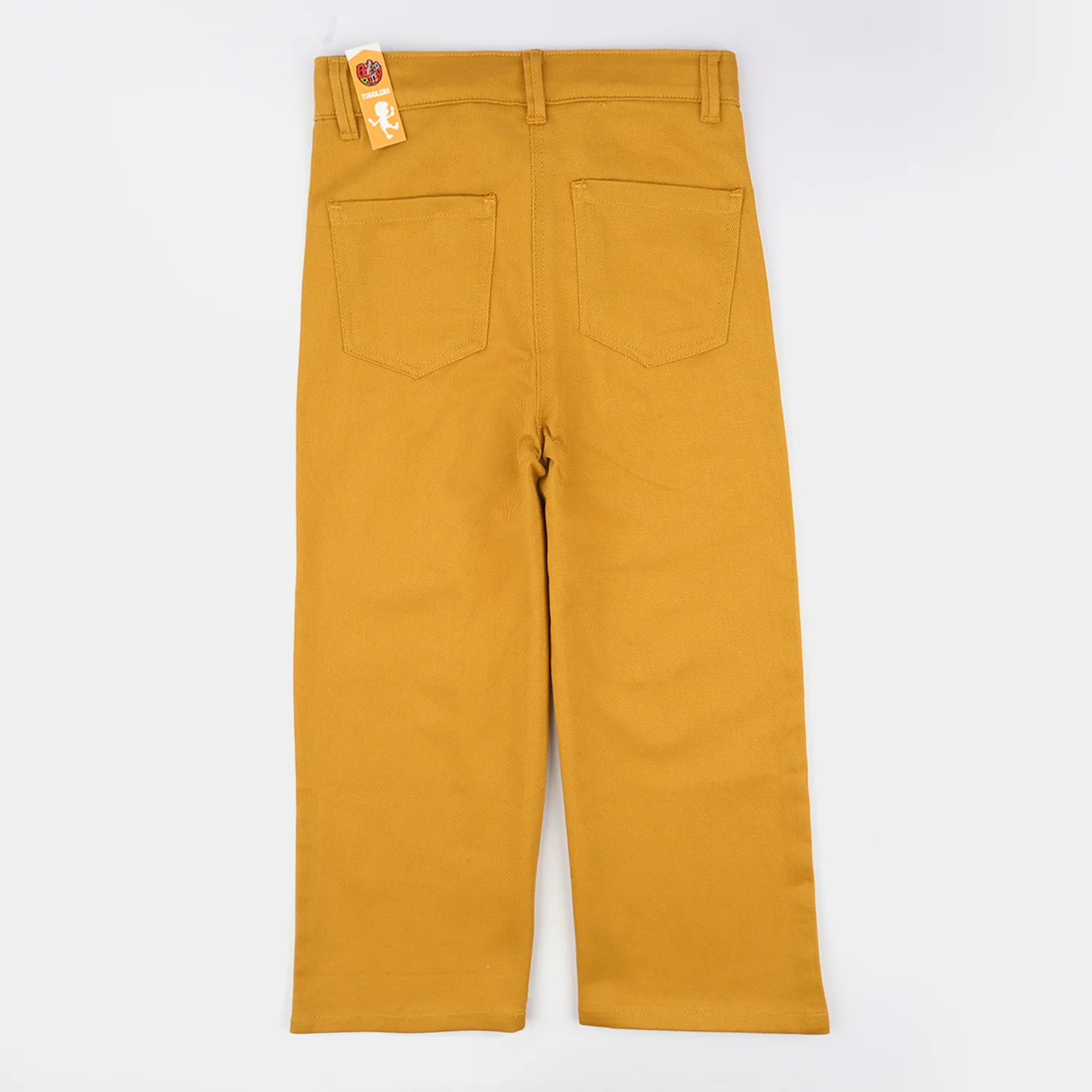Girls Cotton Twill Woven Pant Eyelets-Mustard - Image 4
