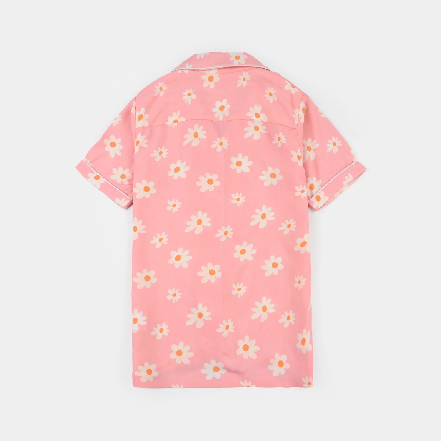 Girls Cotton Viscose Night Suit (Summer Vibes) - Pink - Image 5