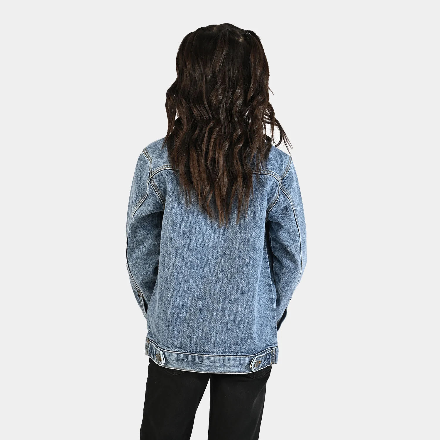 Girls Denim Rigid Jacket Hearts - Light Blue - Image 5