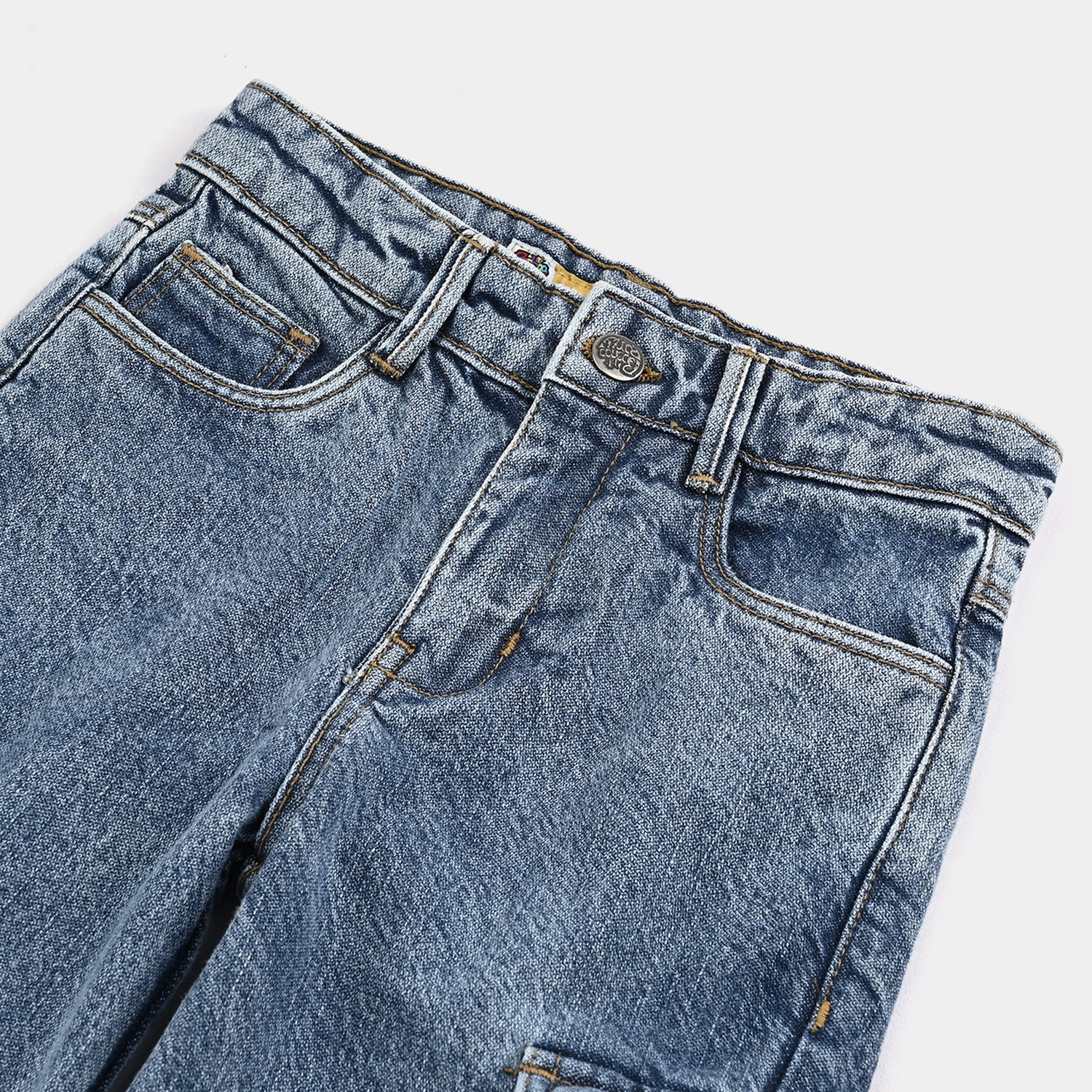 Girls Denim rigid Pant (Hearts) - Blue - Image 2