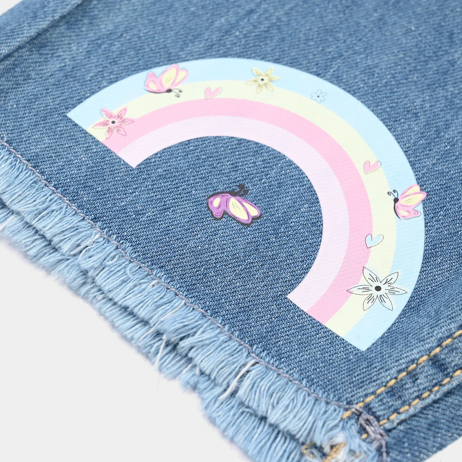 Girls Denim Rigid Shorts - Mid Blue - Image 3