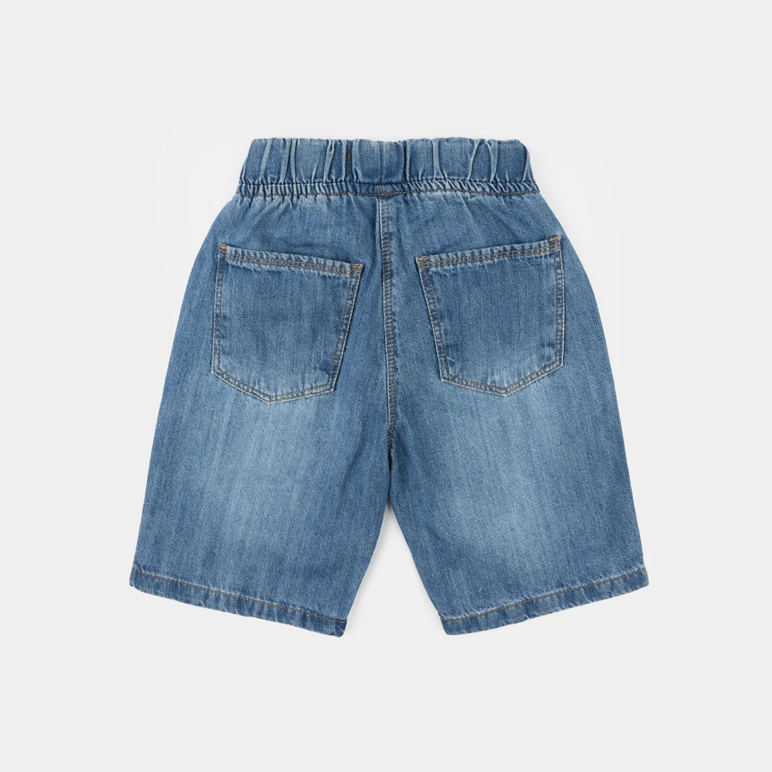 Girls Denim Rigid Shorts (Star) - Mid Blue - Image 4