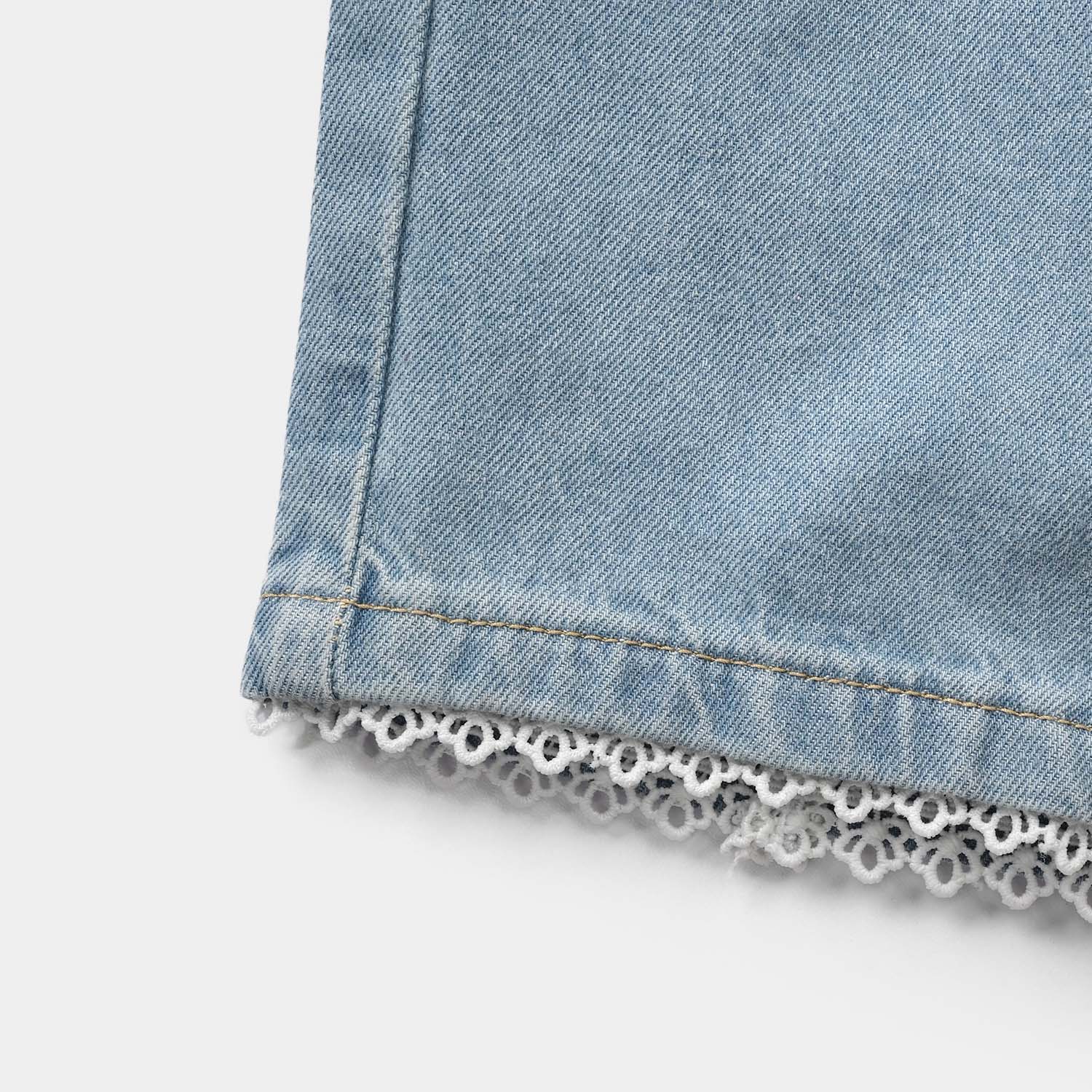Girls Denim Rigid Shorts Lece - Light Blue - Image 2