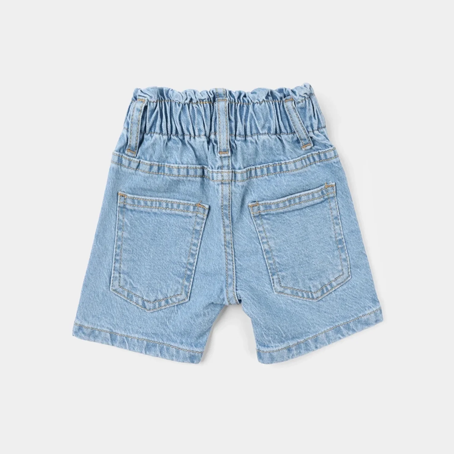 Girls Denim Rigid Printed Shorts - Light Blue - Image 3