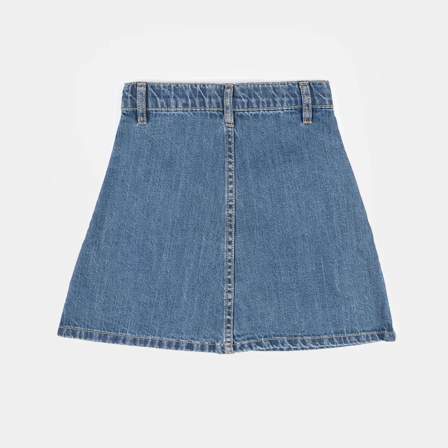 Girls Denim rigid Skirt Heart Patch-M.Blue - Image 4