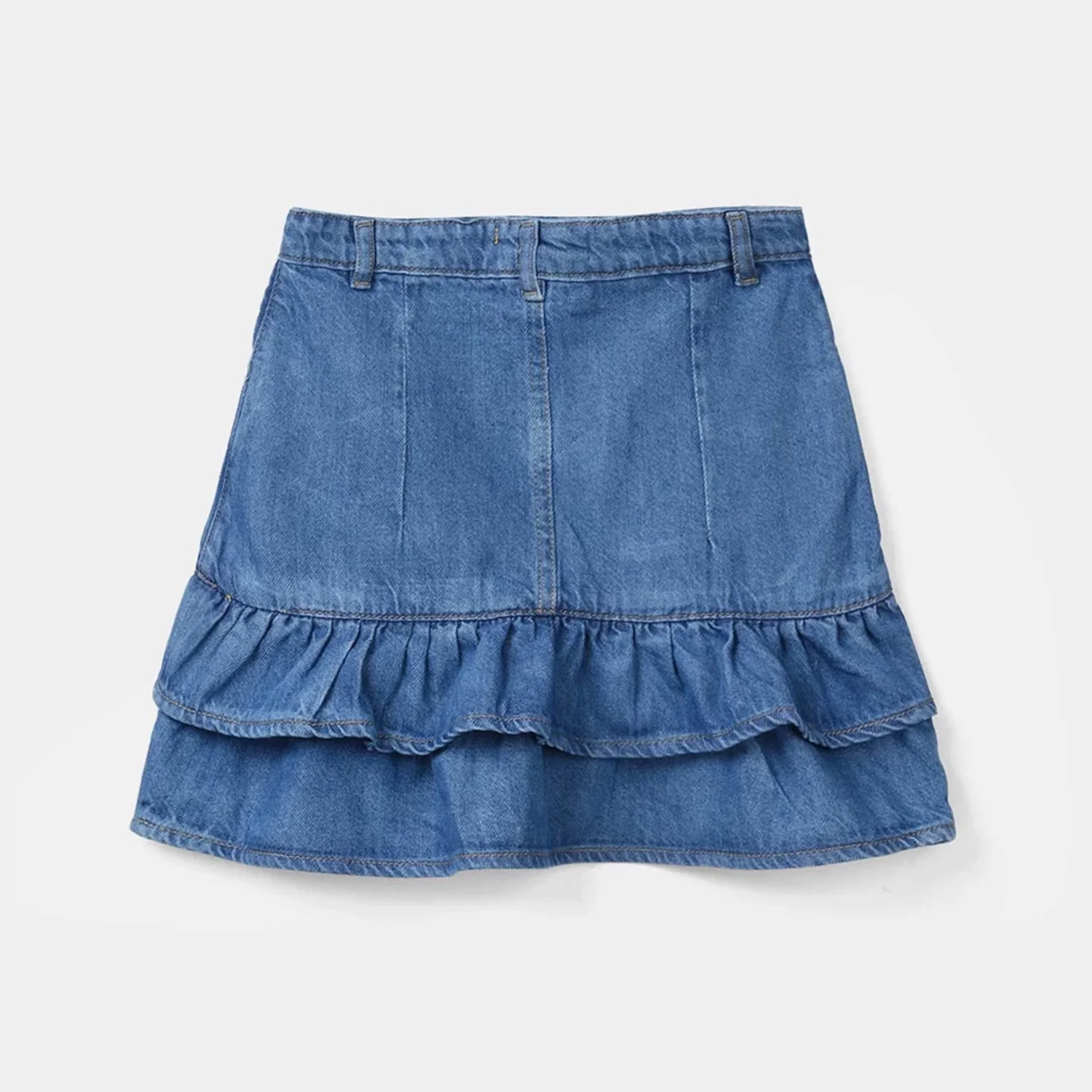 Girls Denim Rigid Skirt (Ruffle) – Dark Blue - Image 4