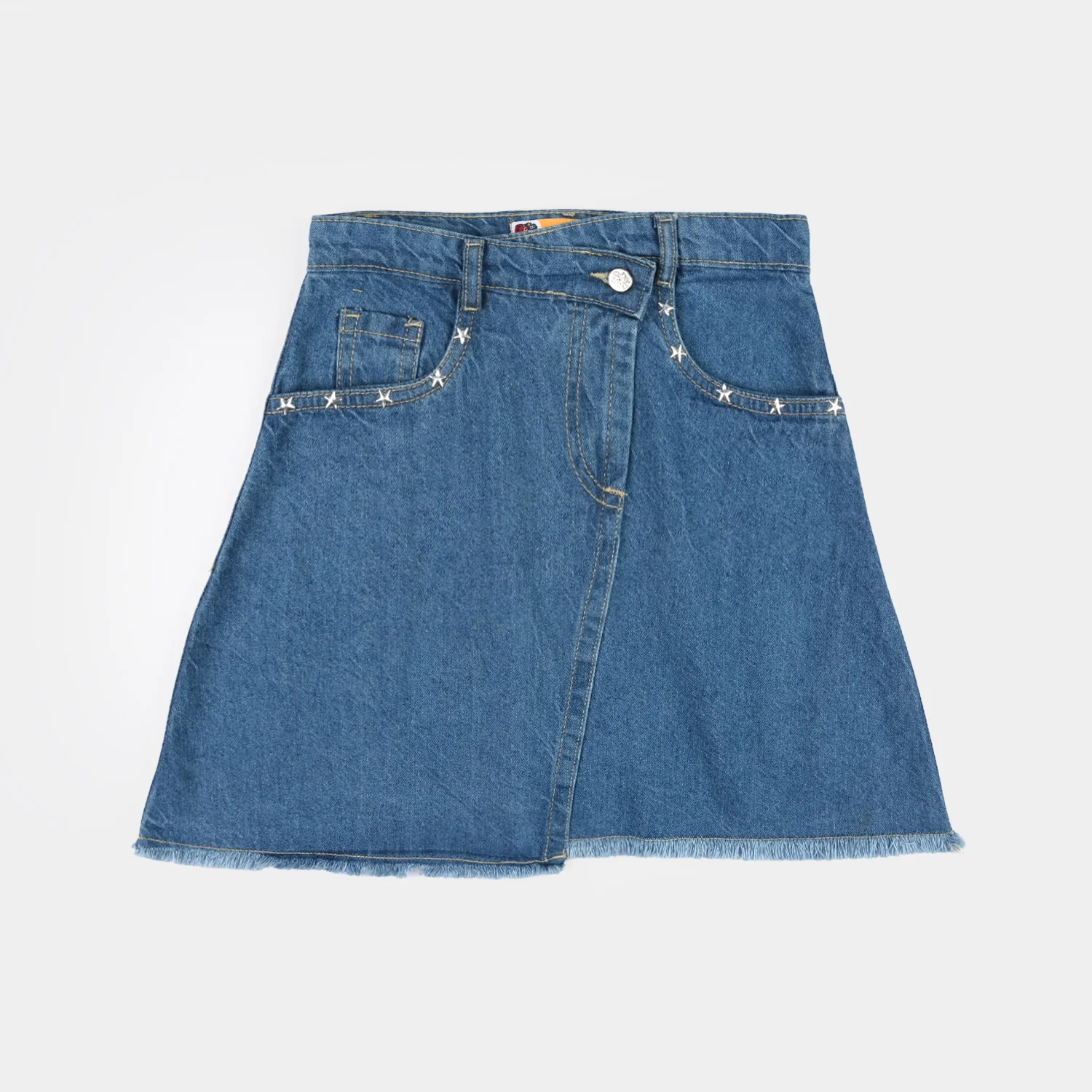 Girls Denim Rigid Skirt (Studs) - Light Blue
