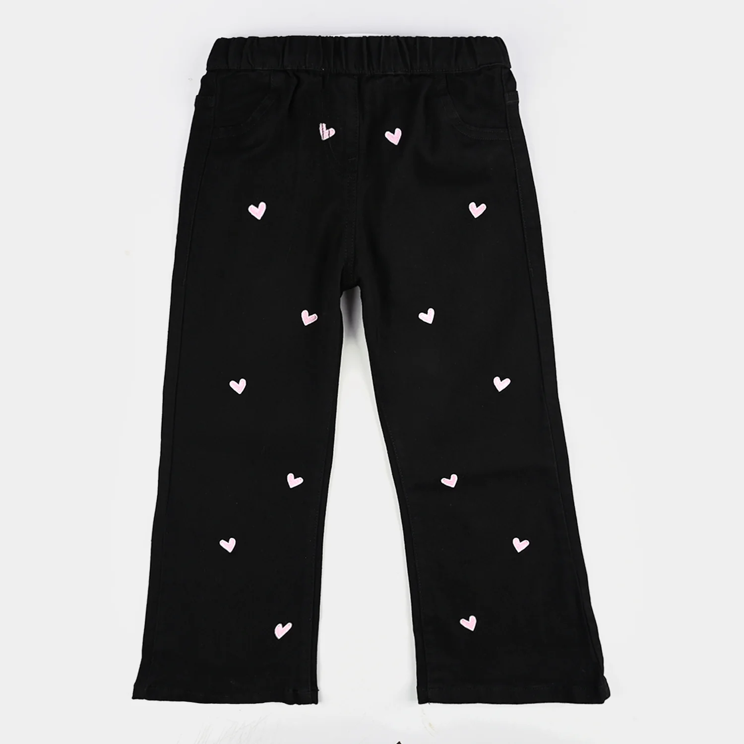 Girls Denim Stretch (Hearts) - Black