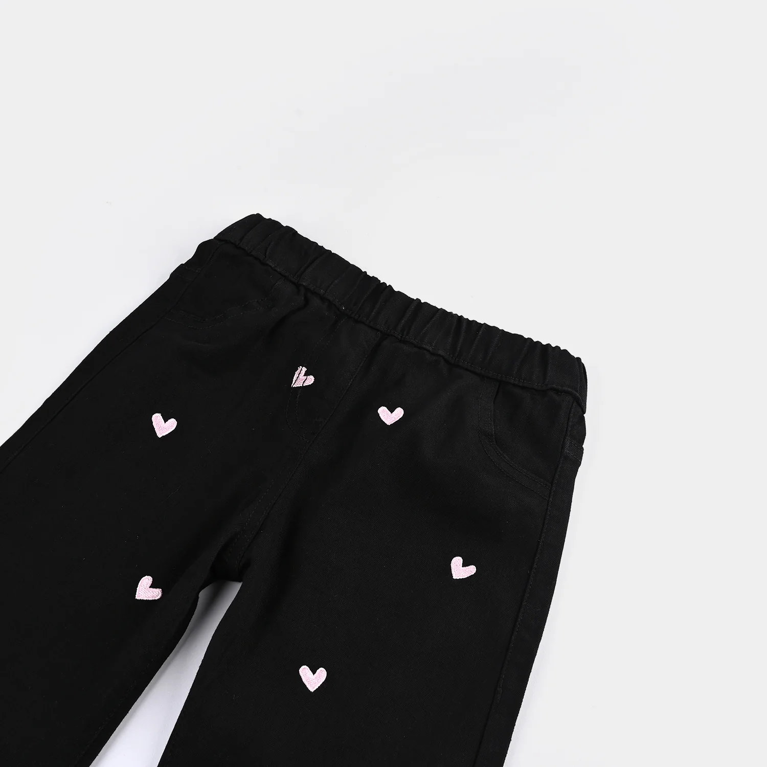 Girls Denim Stretch (Hearts) - Black - Image 2