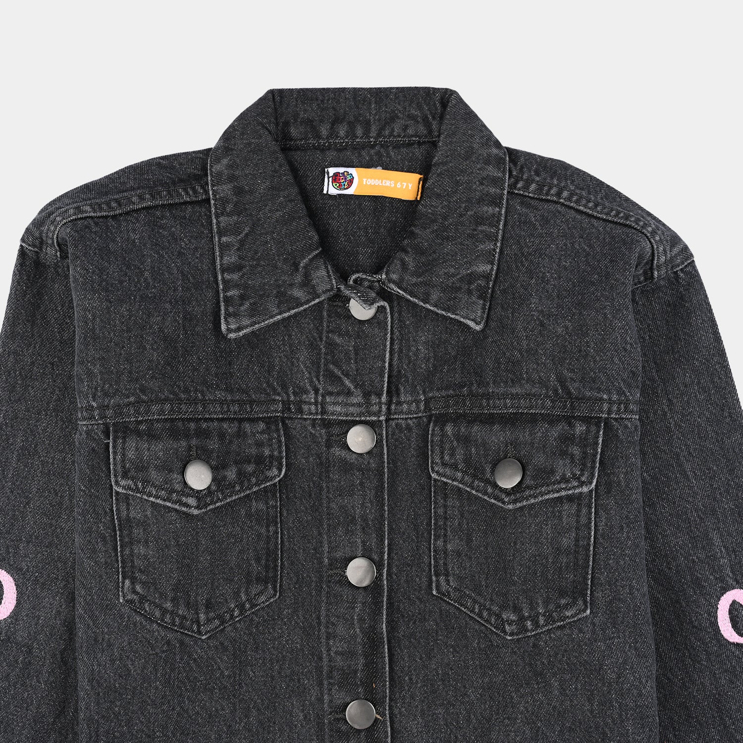 Girls Denim Stretch Jacket Bow-GREY - Image 5