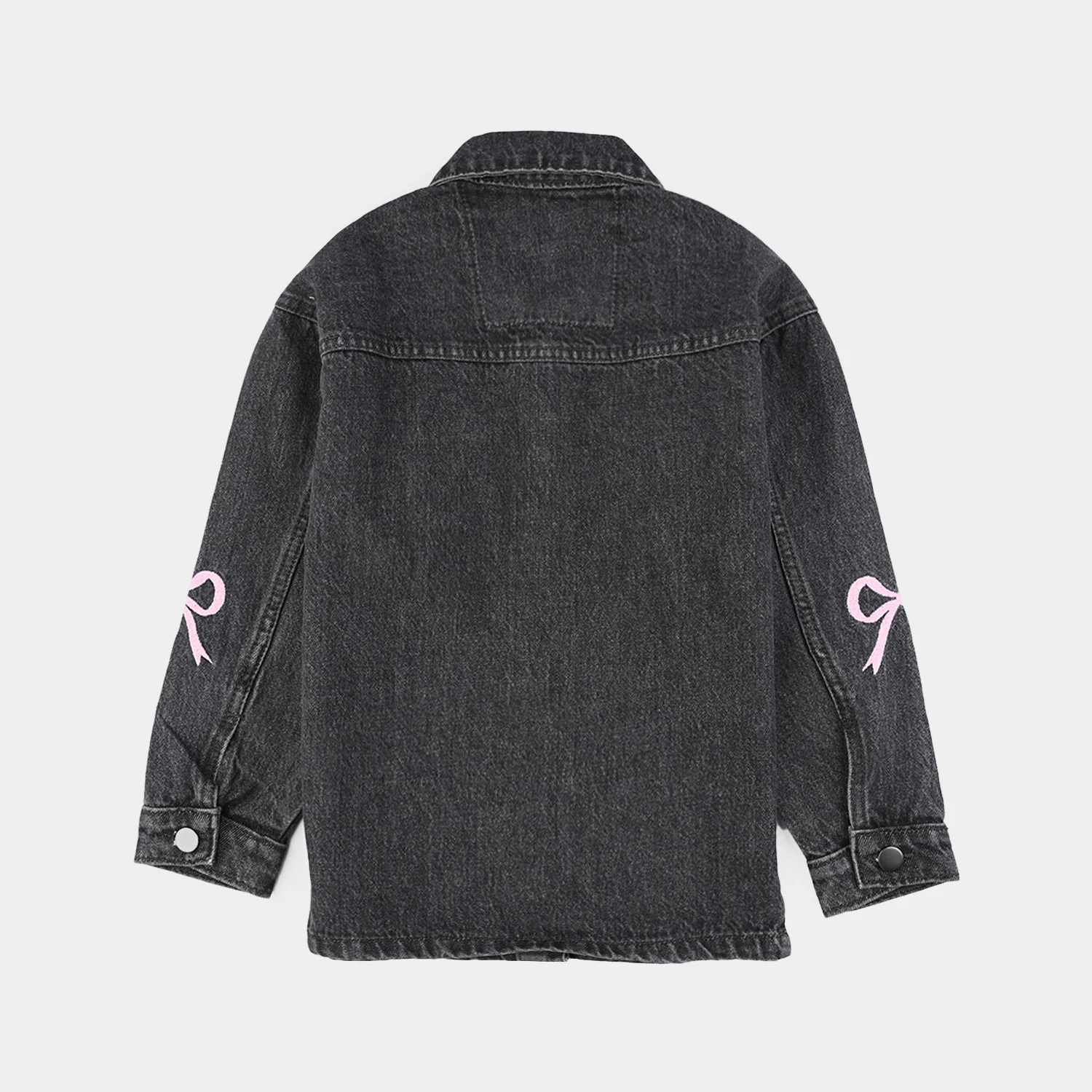 Girls Denim Stretch Jacket Bow-GREY - Image 8